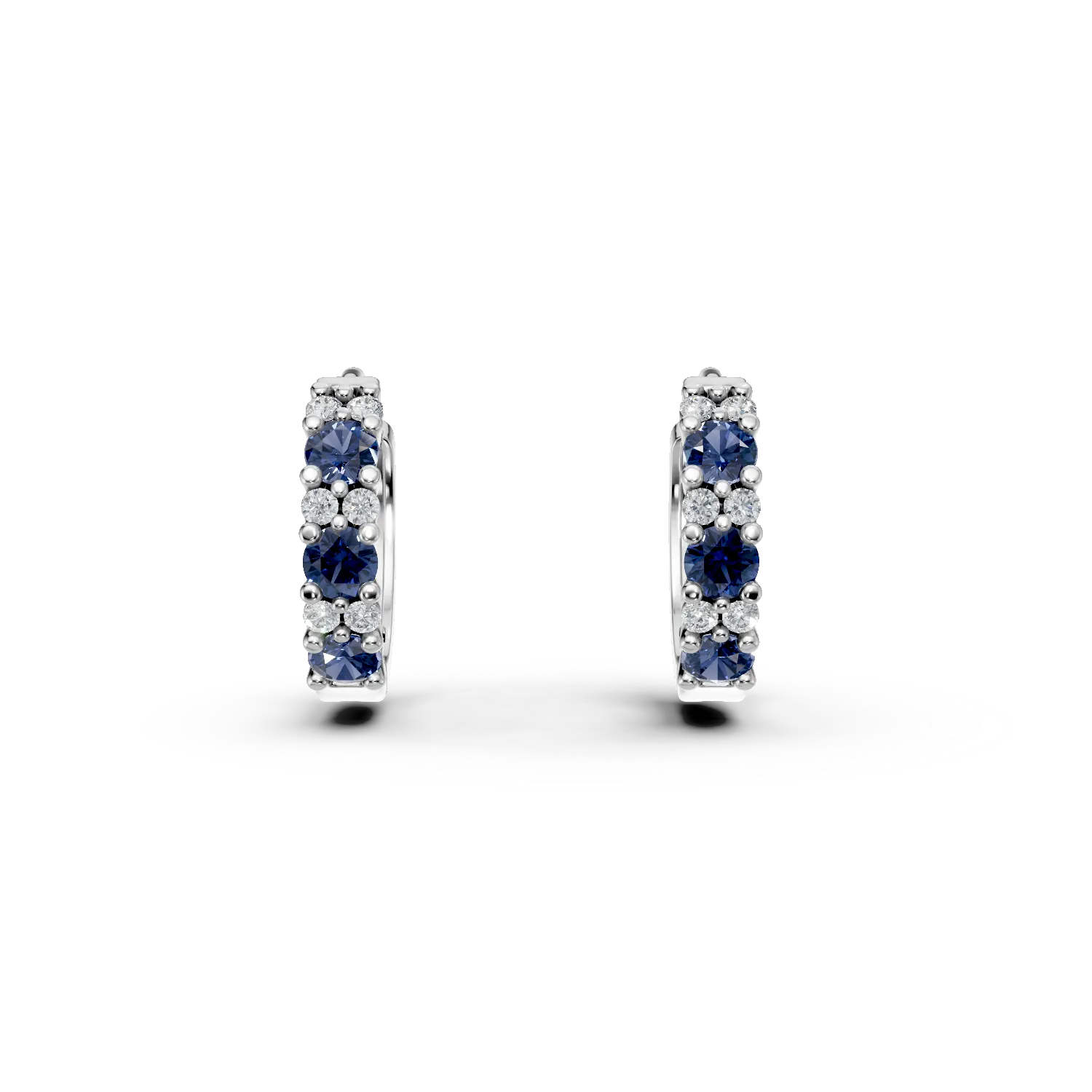 White gold hoop earrings with 0.4ct sapphires and 0.09ct diamonds-192730