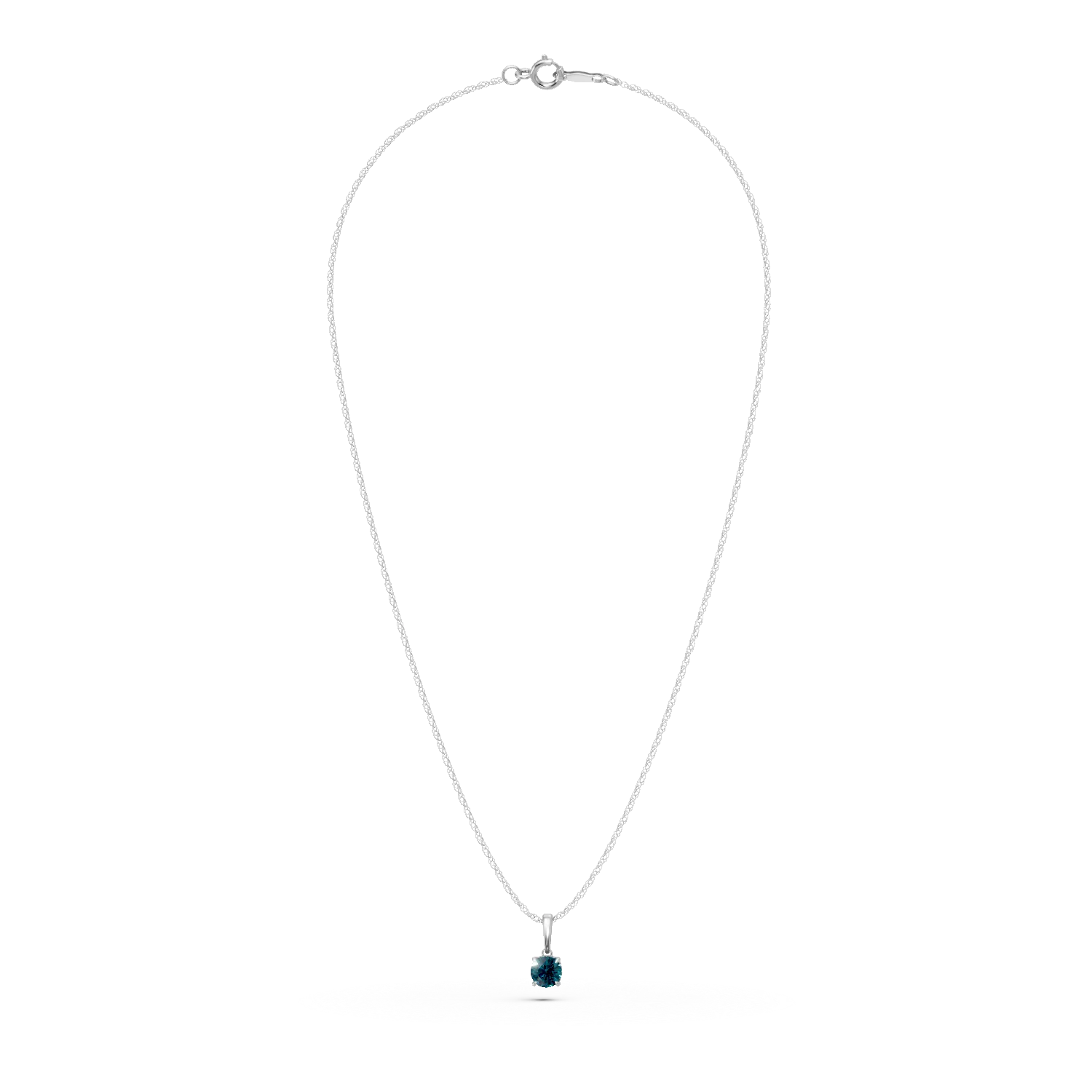 White gold pendant necklace with 0.3ct blue and colorless diamonds