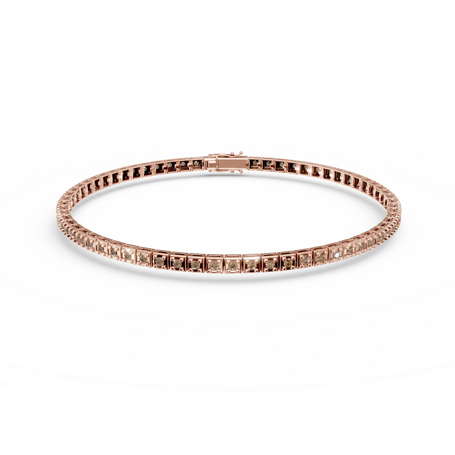 Тенис гривна от розово злато с 0.8кт кафяви диаманти-192742