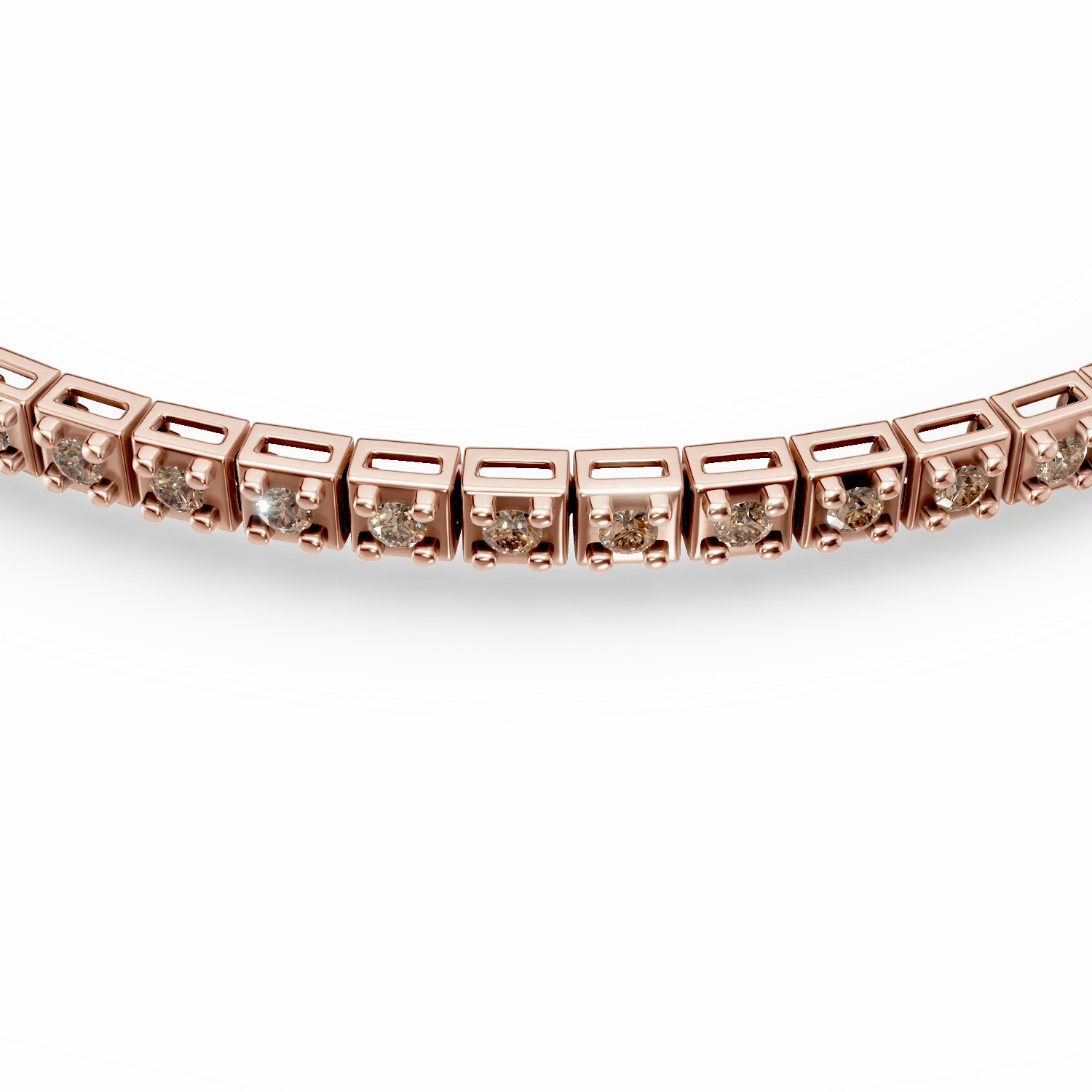 Тенис гривна от розово злато с 0.8кт кафяви диаманти