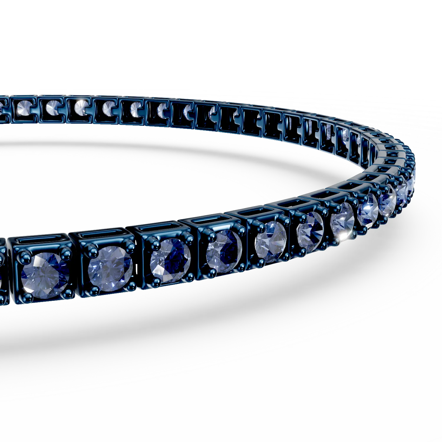 Blue gold tennis bracelet with 2ct blue diamonds