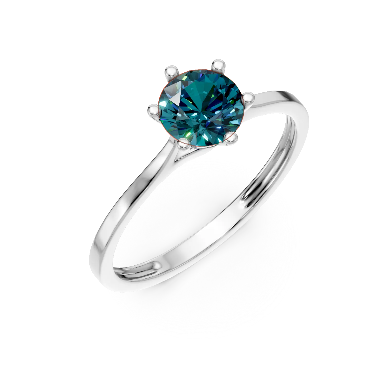 Inel de logodna din aur alb cu diamante albastre de 0.4ct