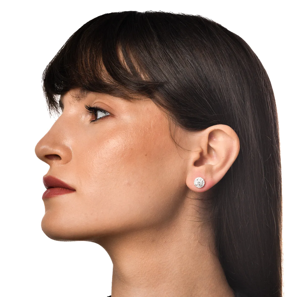 Sárgaarany kerek fülbevalók 1.8ct laborban növesztett gyémántokkal