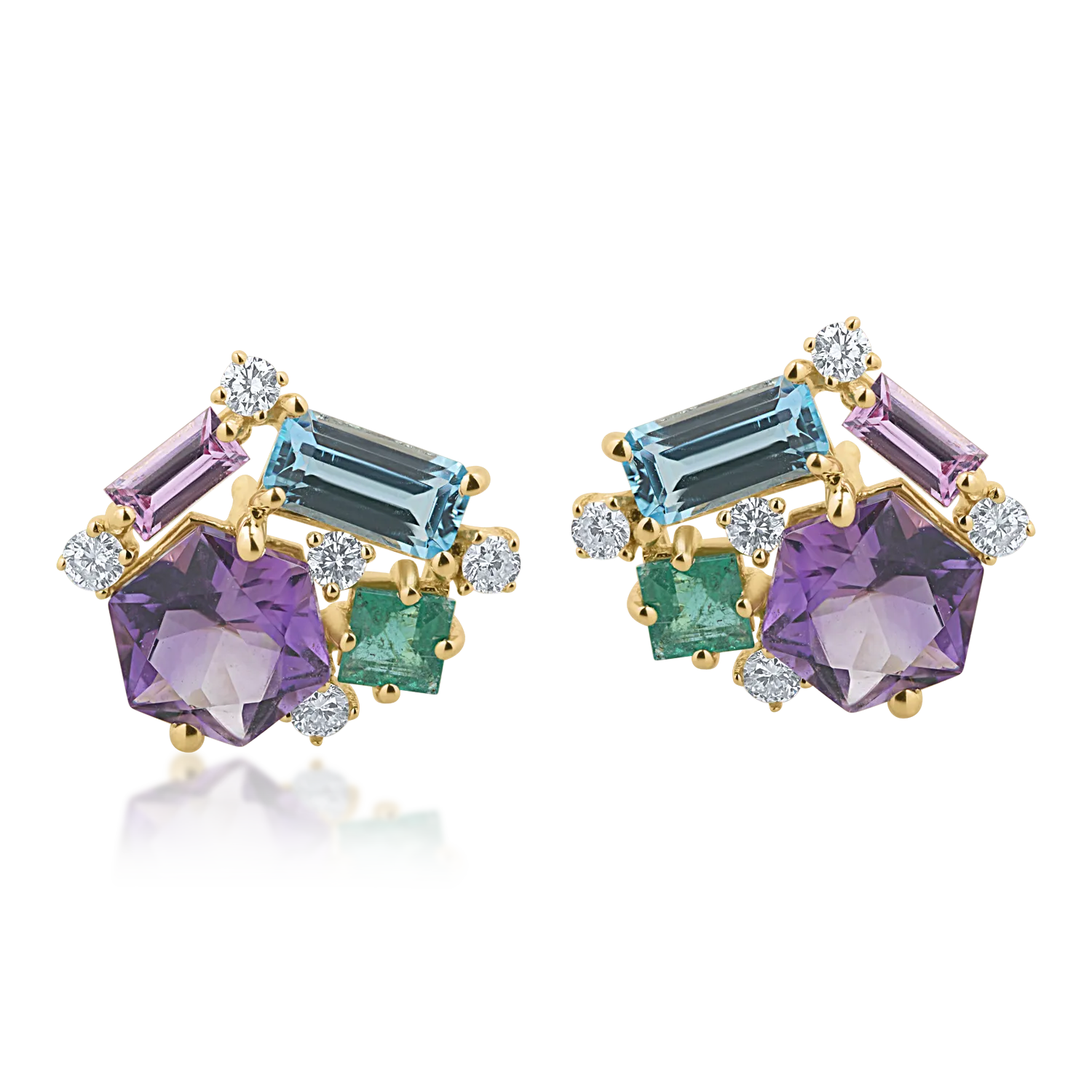 Kolczyki z żółtego złota z 3.5ct kamieniami szlachetnymi i półszlachetnymi-193002