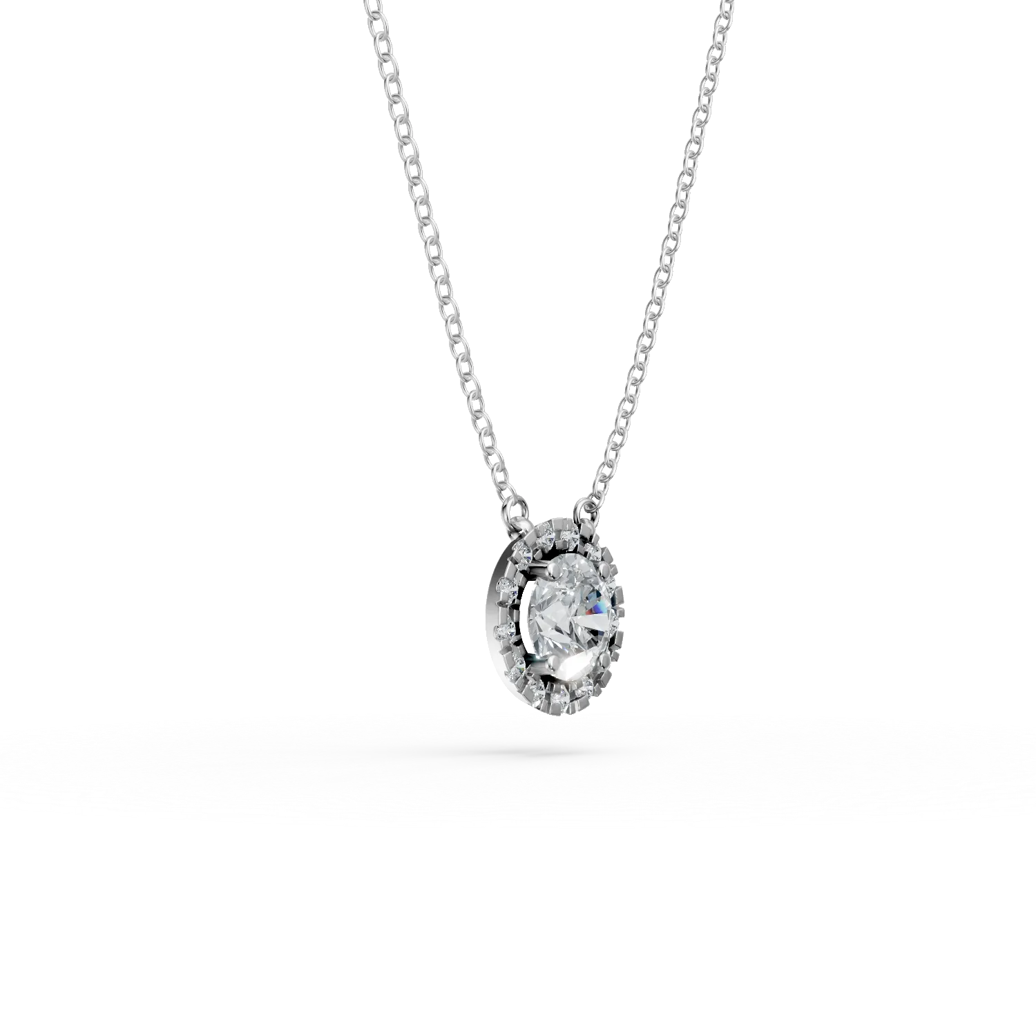Okrągły naszyjnik z białego złota z diamentami 0.6ct hodowanymi laboratoryjnie