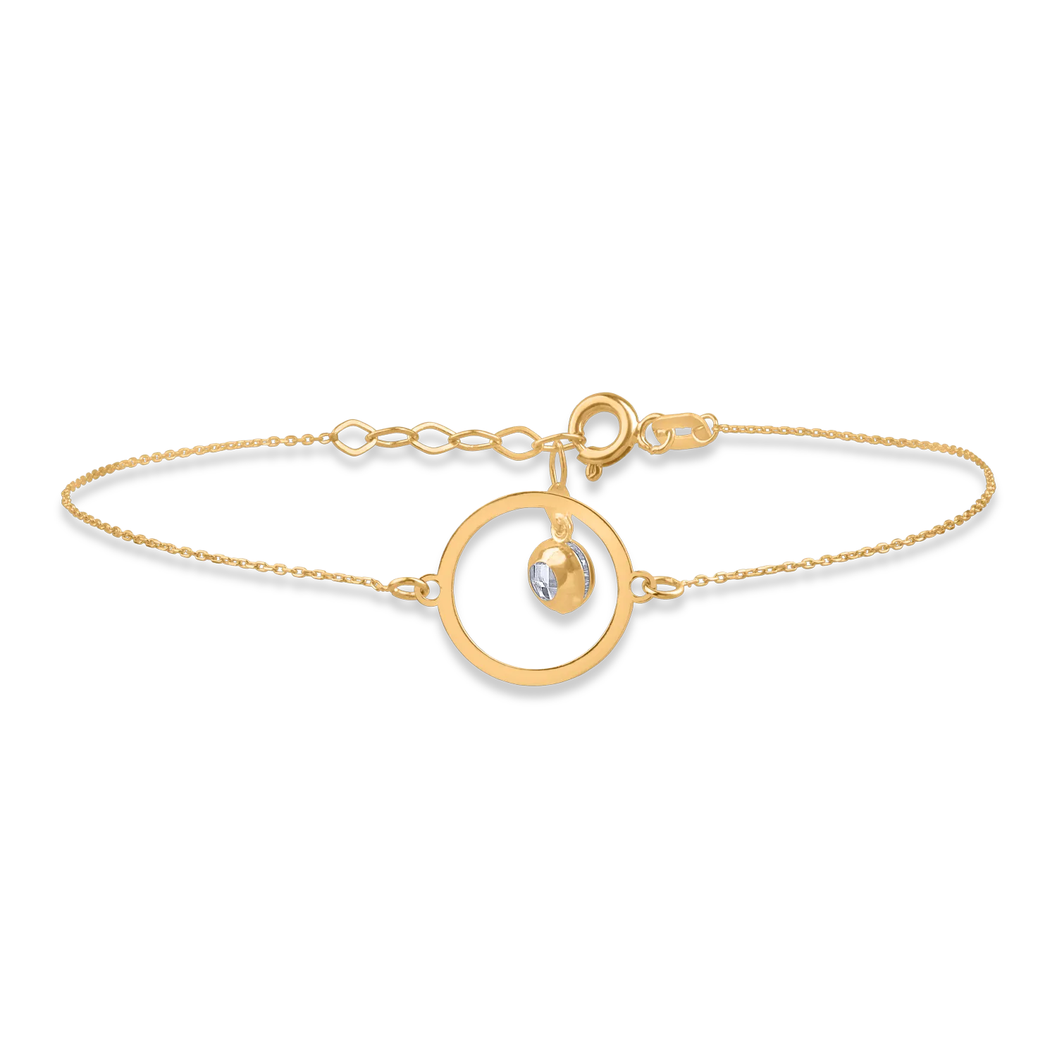 Yellow gold bracelet with geometric pendant-193018
