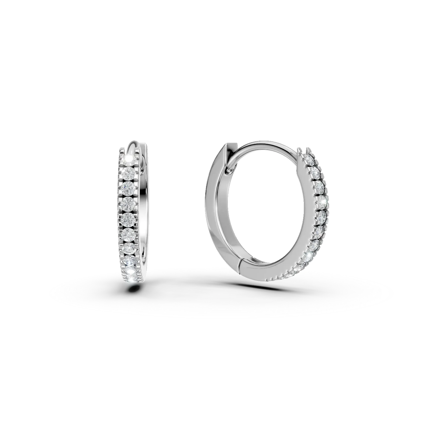 Cercei din aur alb cu diamante de 0.08ct