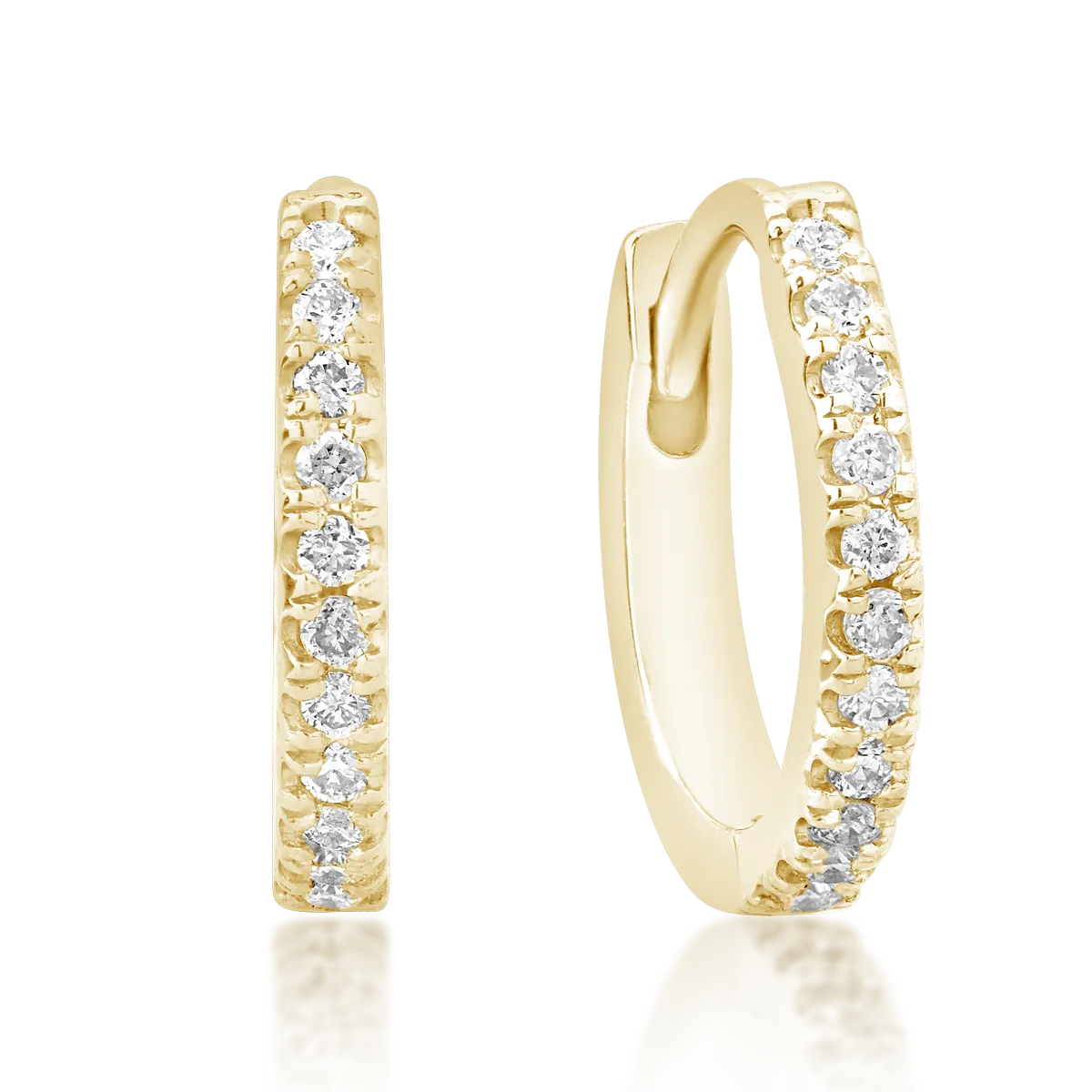Sárga arany fülbevaló 0.08ct gyémántokkal