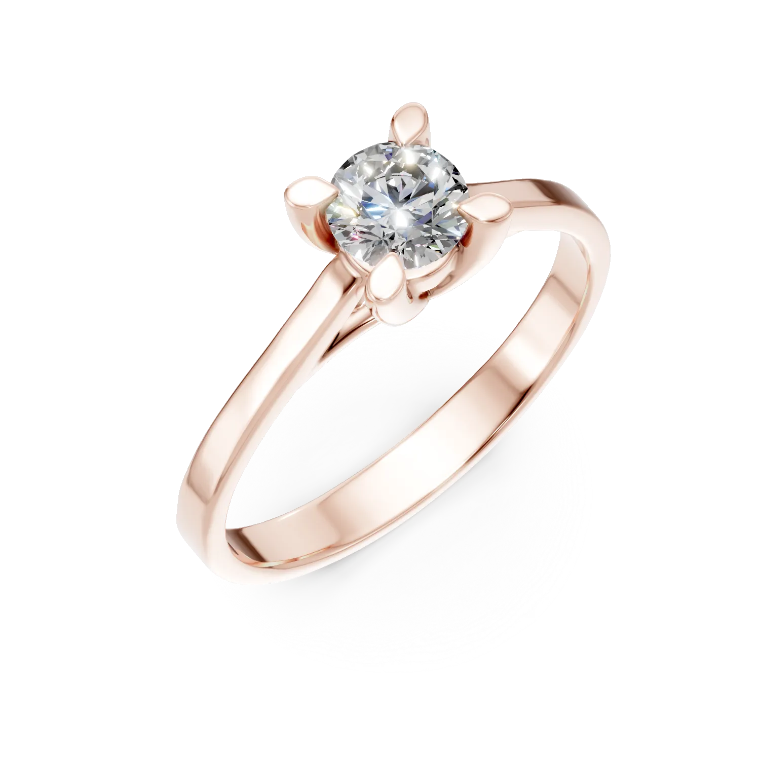 Inel de logodna din aur roz cu diamant de 0.3ct