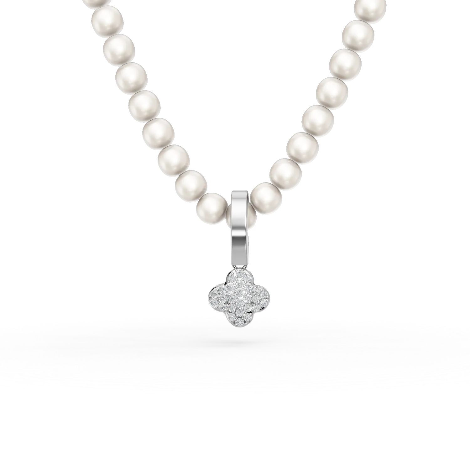Bratara din aur alb cu perle de cultura de 43ct si diamante de 0.1ct