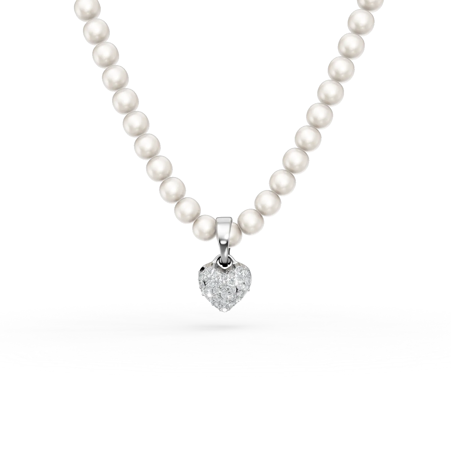 White gold necklace with 45ct fresh water pearls and 0.1ct diamonds-193560