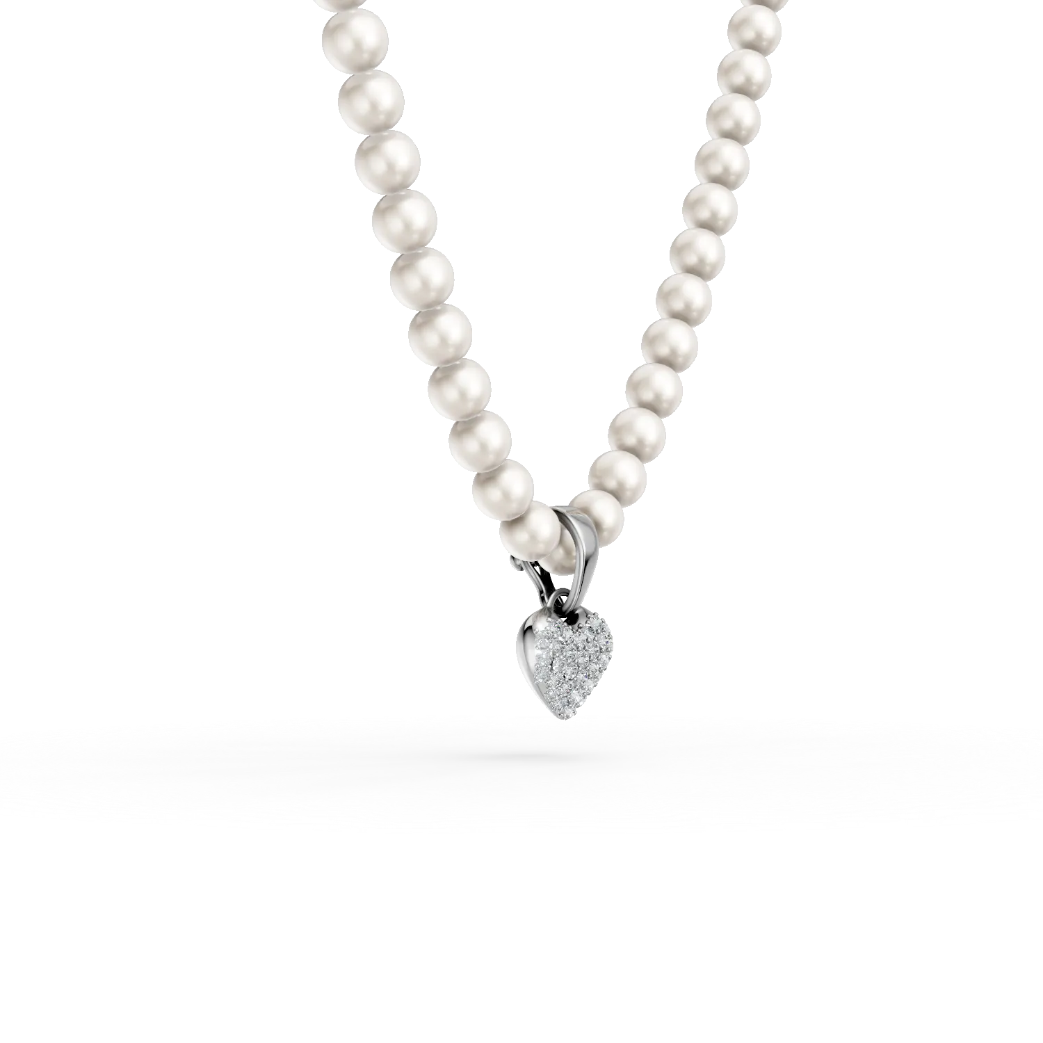 White gold necklace with 45ct fresh water pearls and 0.1ct diamonds