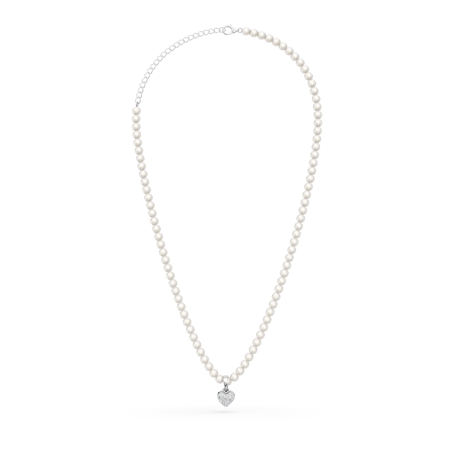 Colier din aur alb cu pandantiv cu diamante de 0.1ct si perle de cultura