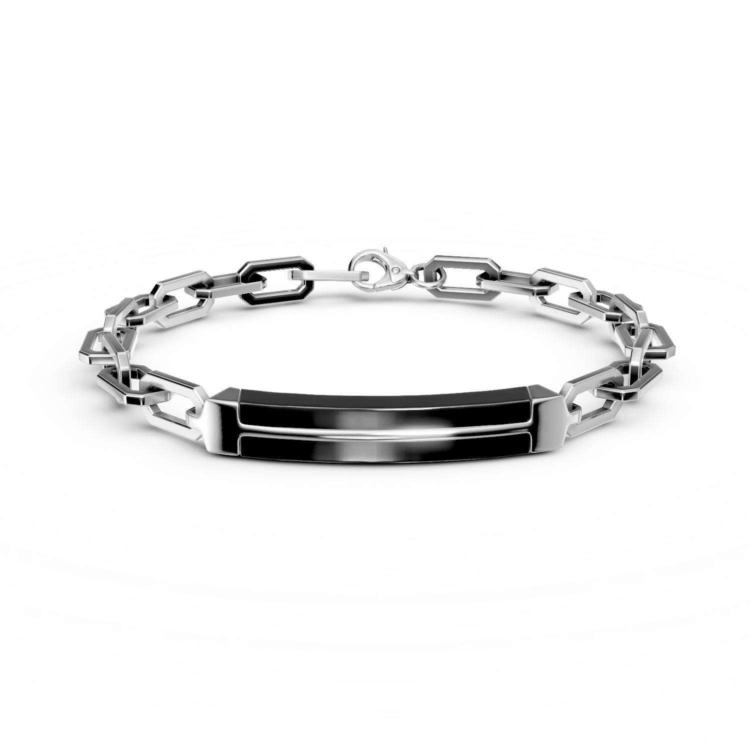 Silver men's bracelet with 2.4ct black agate-193774