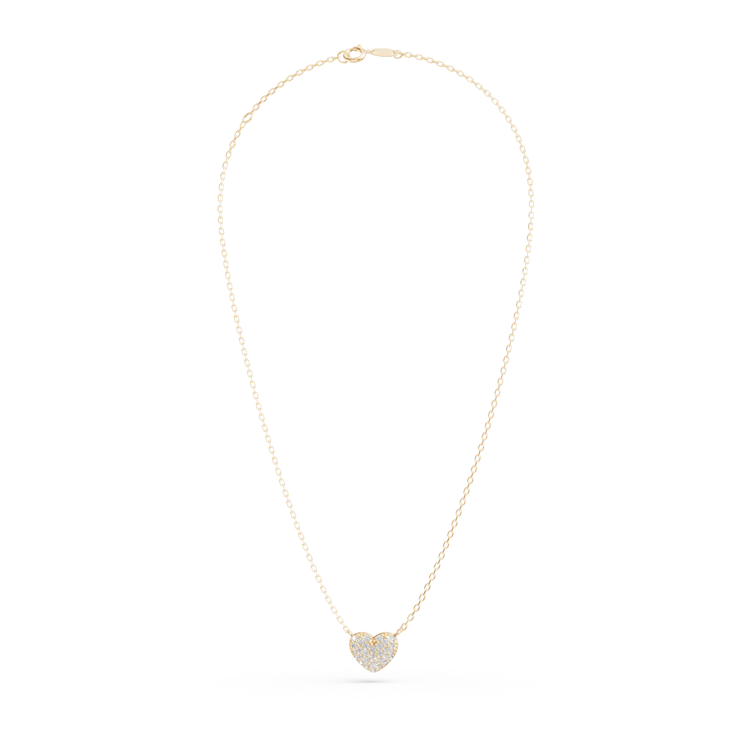 Yellow gold heart pendant necklace with zirconia