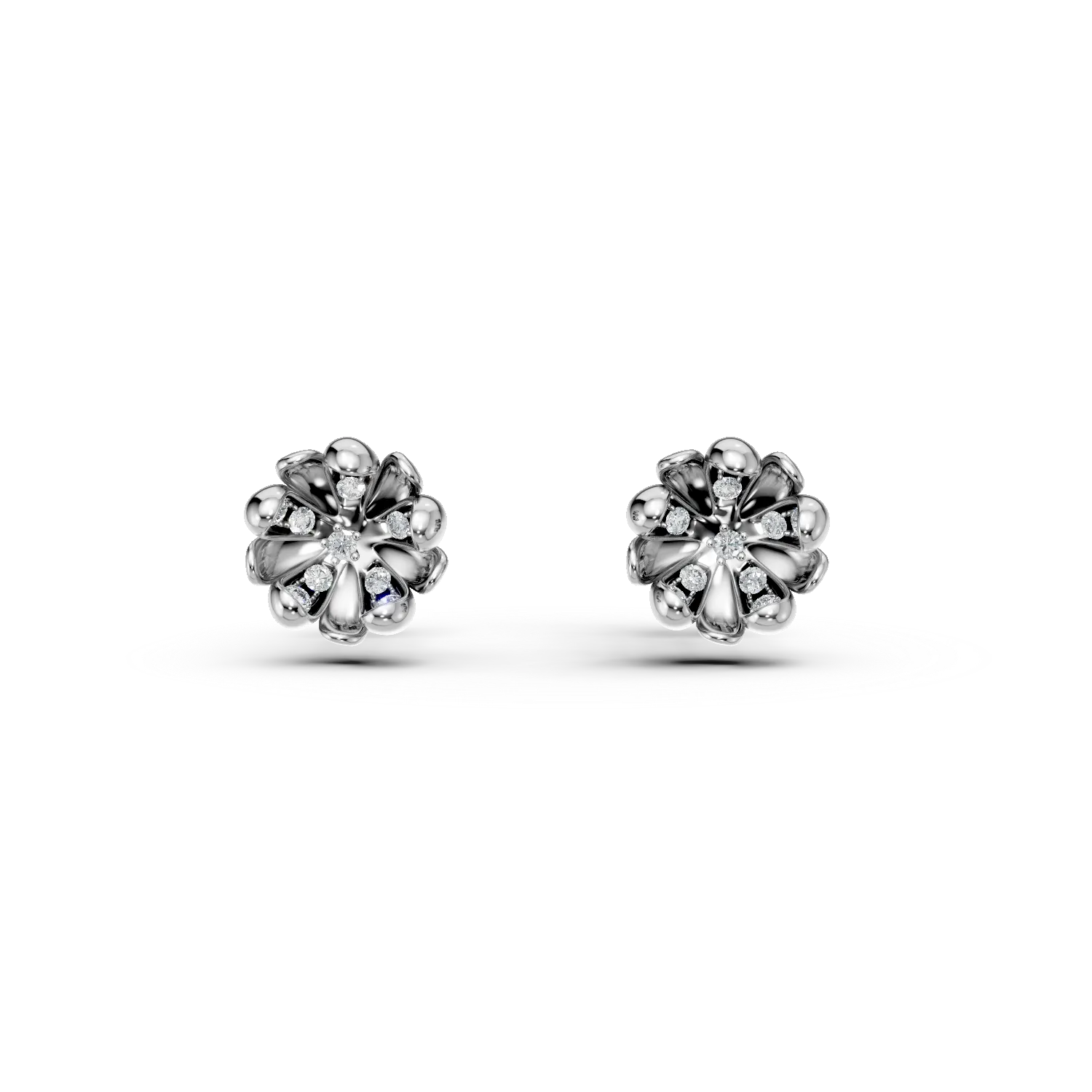 Cercei flori de tei din aur alb cu diamante de 0.16ct - imagine 2