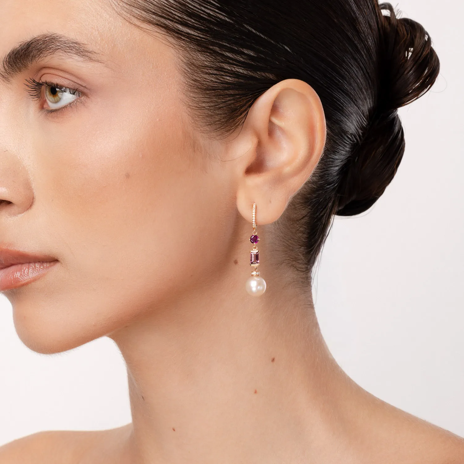 Kolczyki z różowego złota z 16.8ct kamieniami szlachetnymi i półszlachetnymi