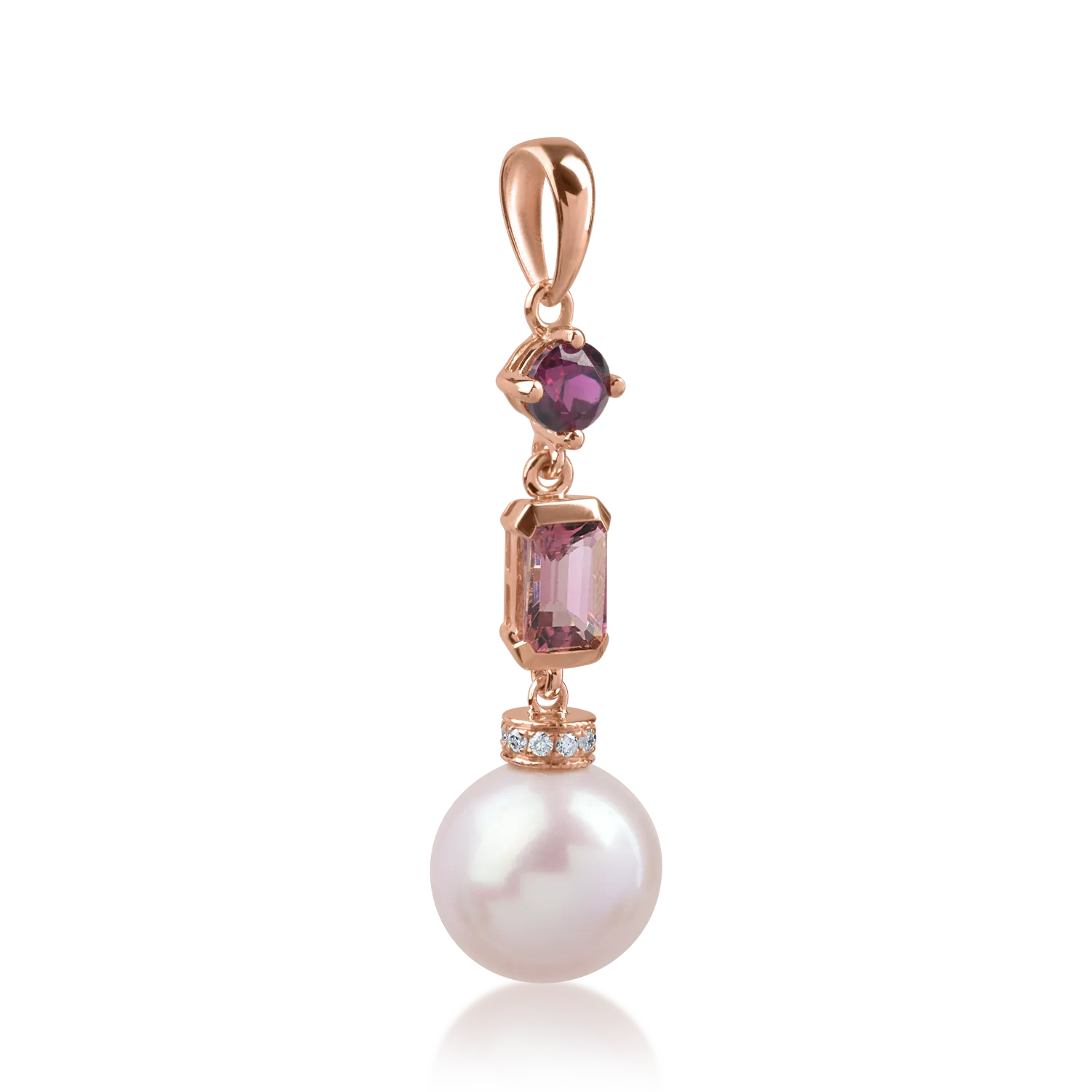 Rózsarany medál 8.2ct drágakövekkel és féldrágakövekkel