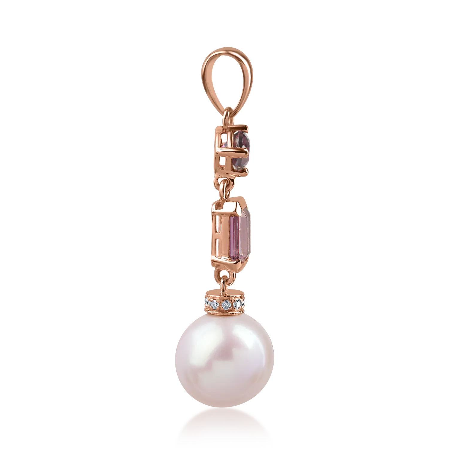 Rózsarany medál 8.2ct drágakövekkel és féldrágakövekkel