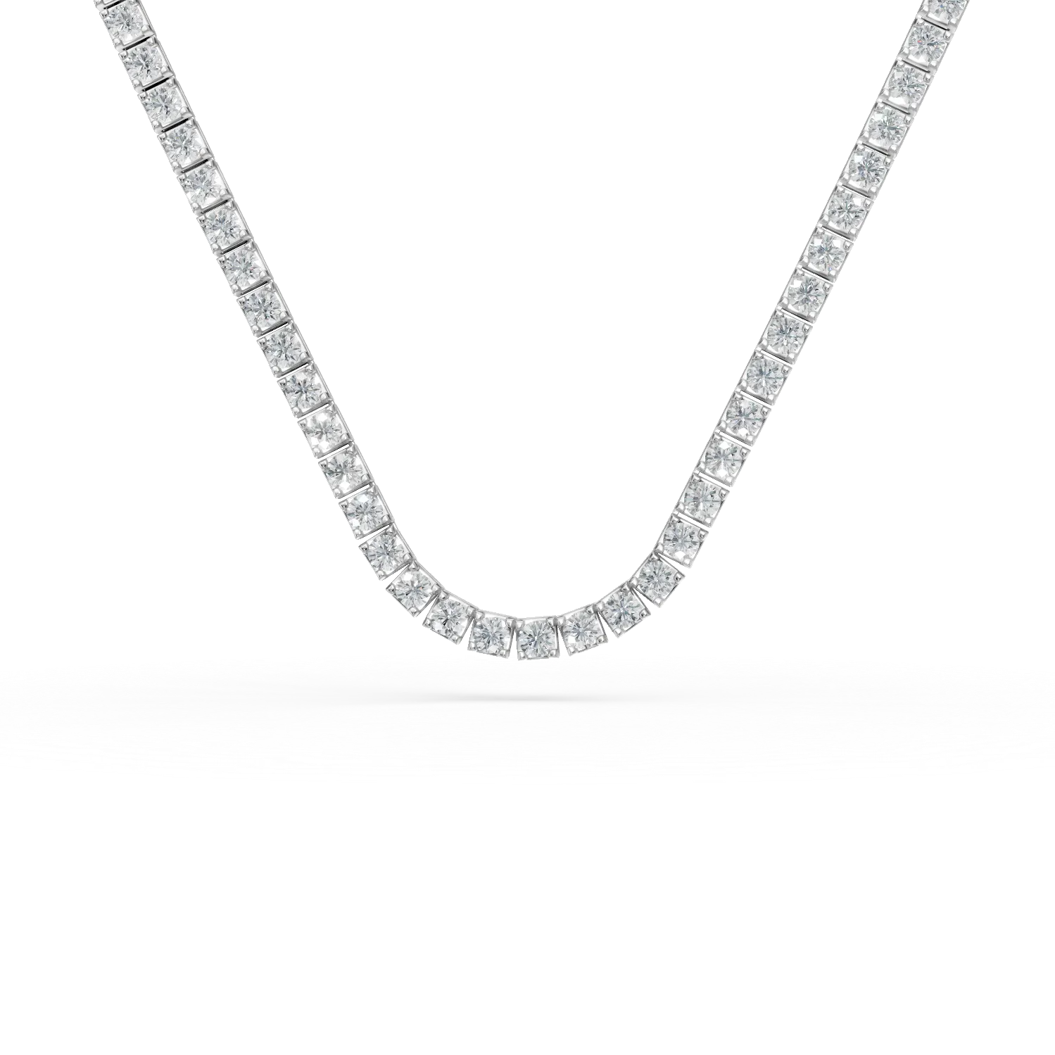 Teilor Colier tennis din aur alb cu diamante de 3.9ct