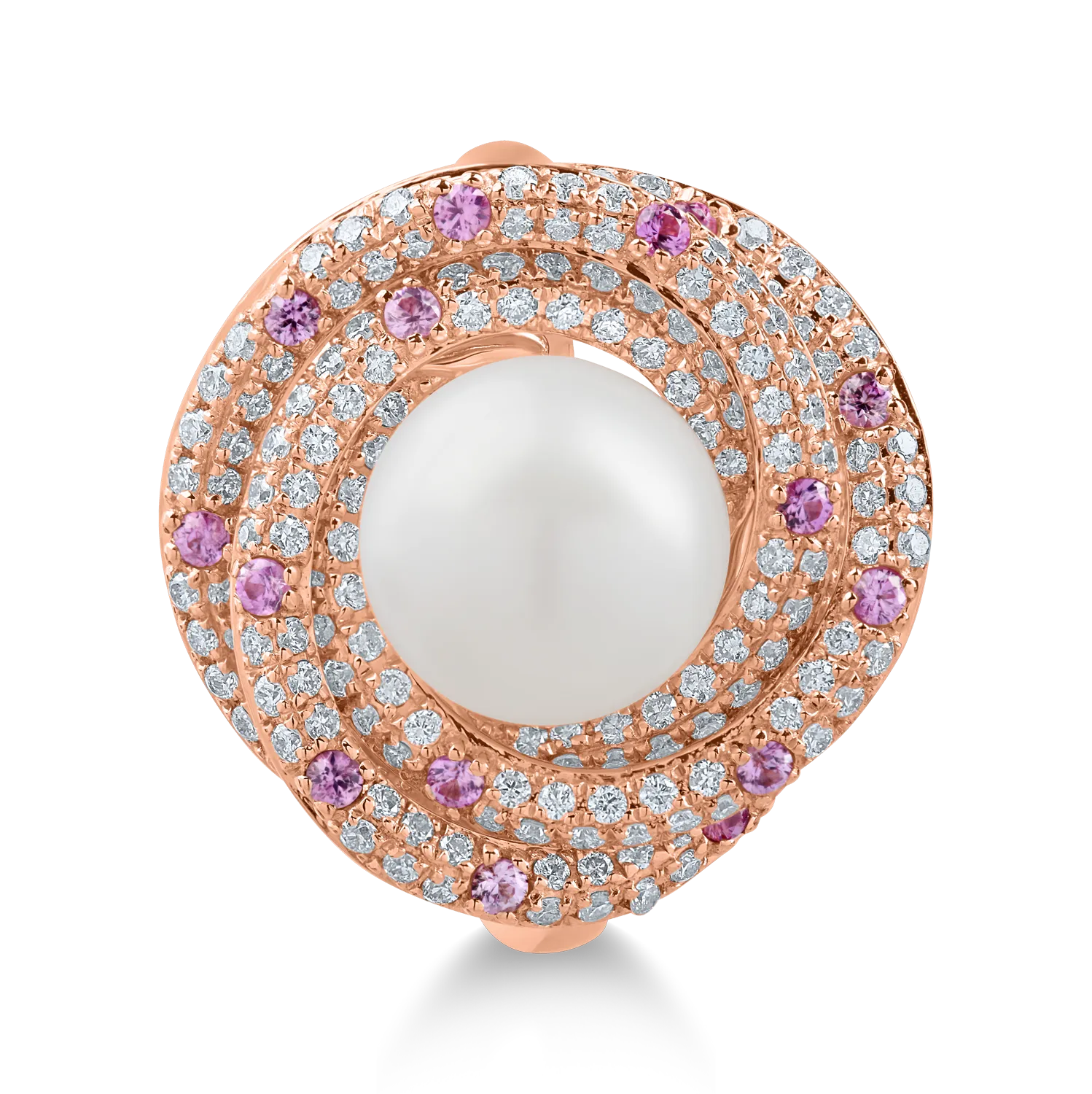 Inel din aur roz cu pietre pretioase si semipretioase de 5.6ct