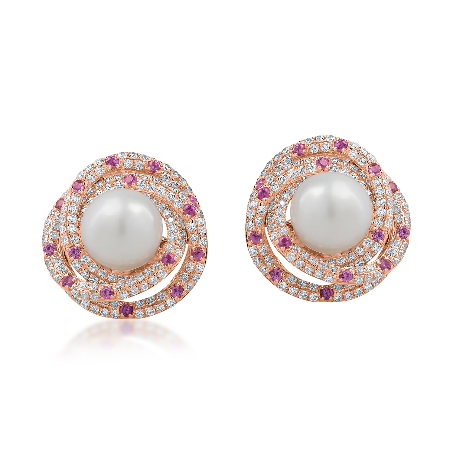 Rose gold earrings with 6.4ct precious and semi-precious stones-194042
