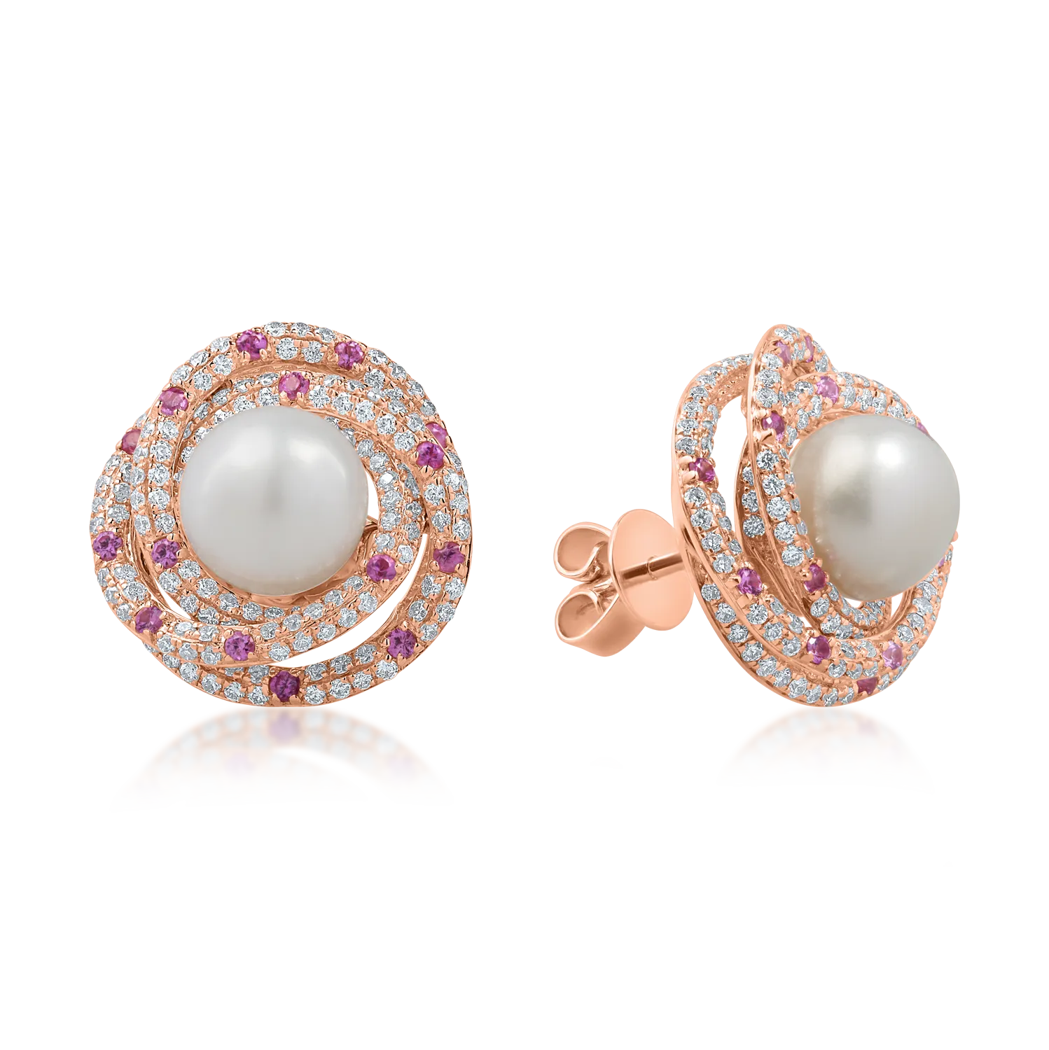 Teilor Cercei din aur roz cu pietre pretioase si semipretioase de 6.4ct
