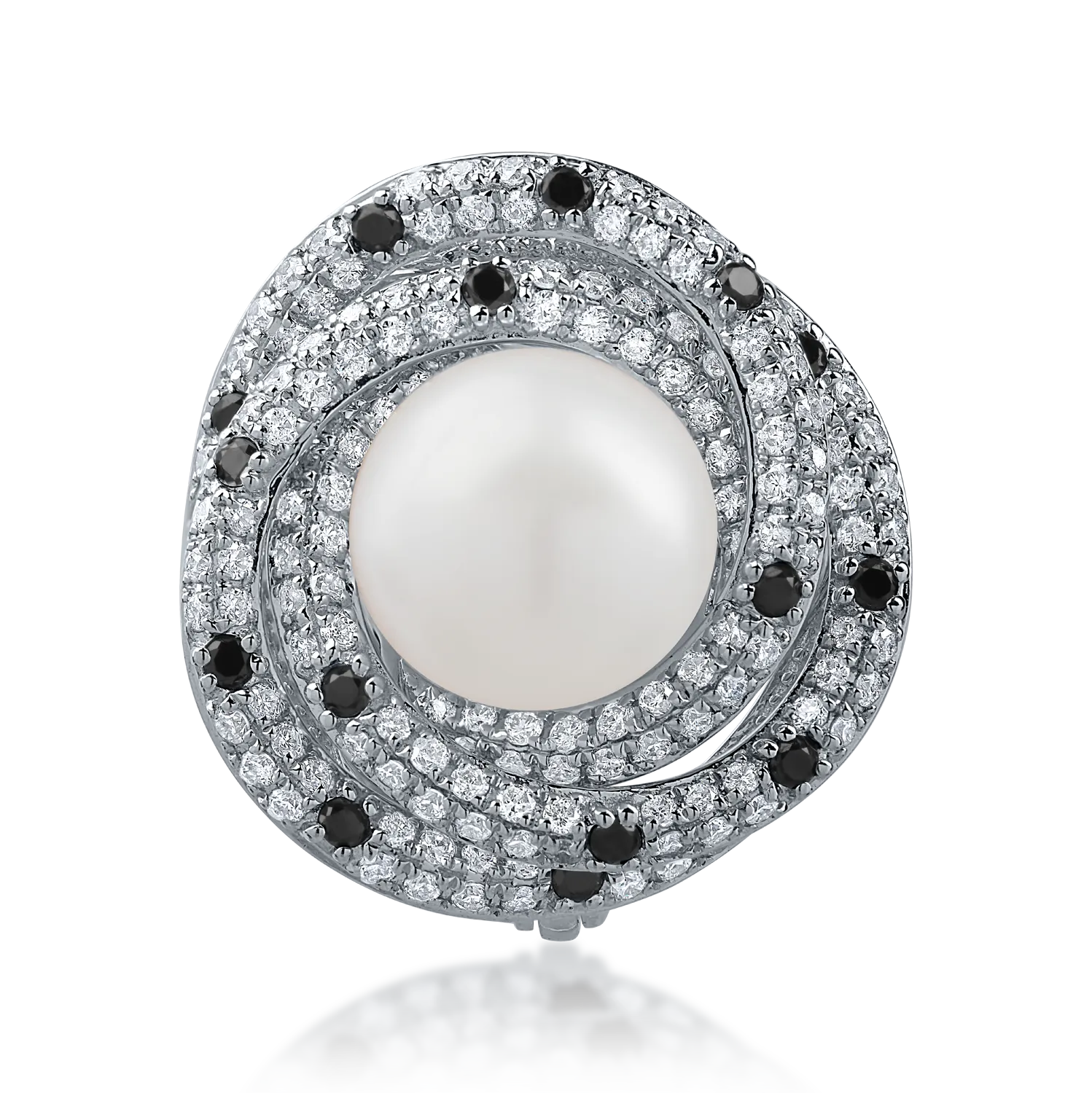 White gold brooch with 4.3ct fresh water pearl and 0.7ct diamonds-194047