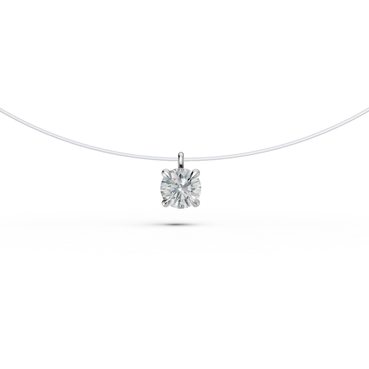 Clear wire chain with white gold and 0.2ct solitaire diamond pendant-194056