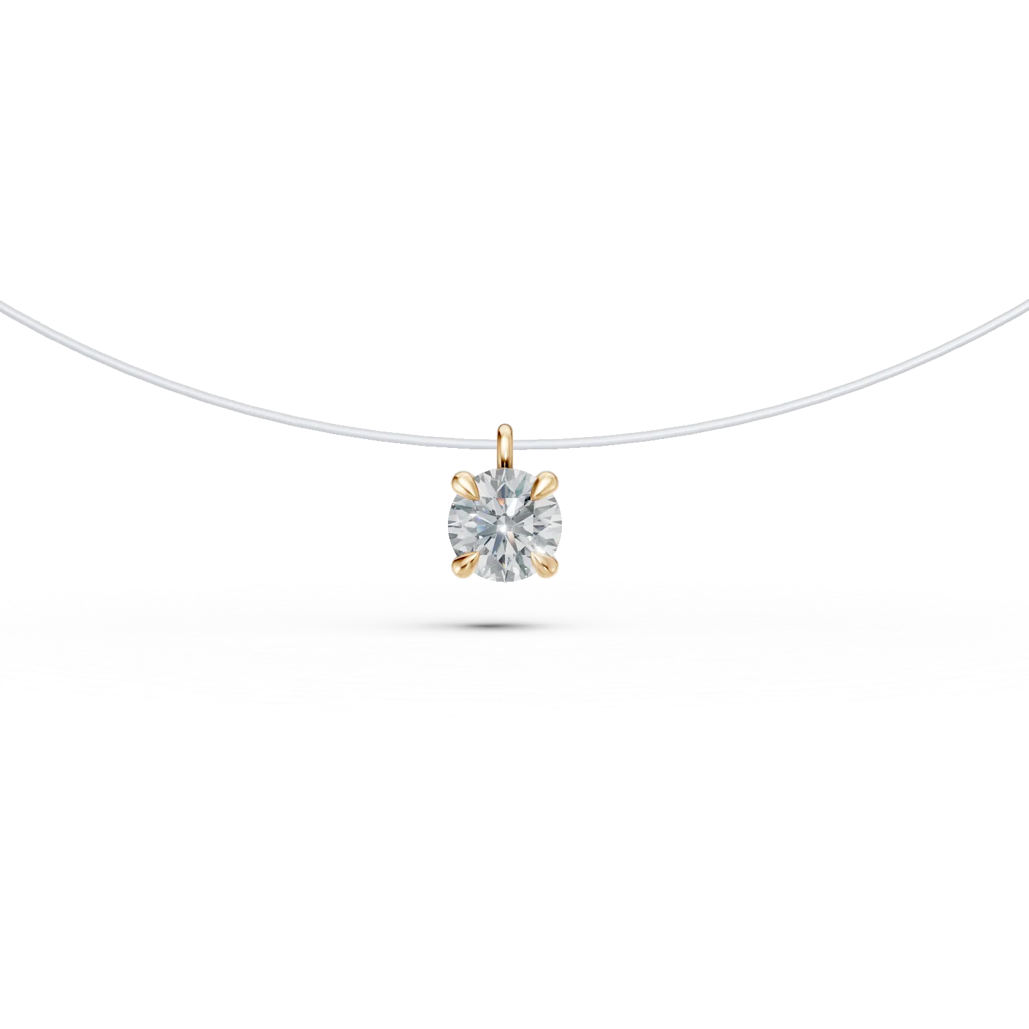 Clear wire chain with yellow gold and 0.2ct solitaire diamond pendant-194055