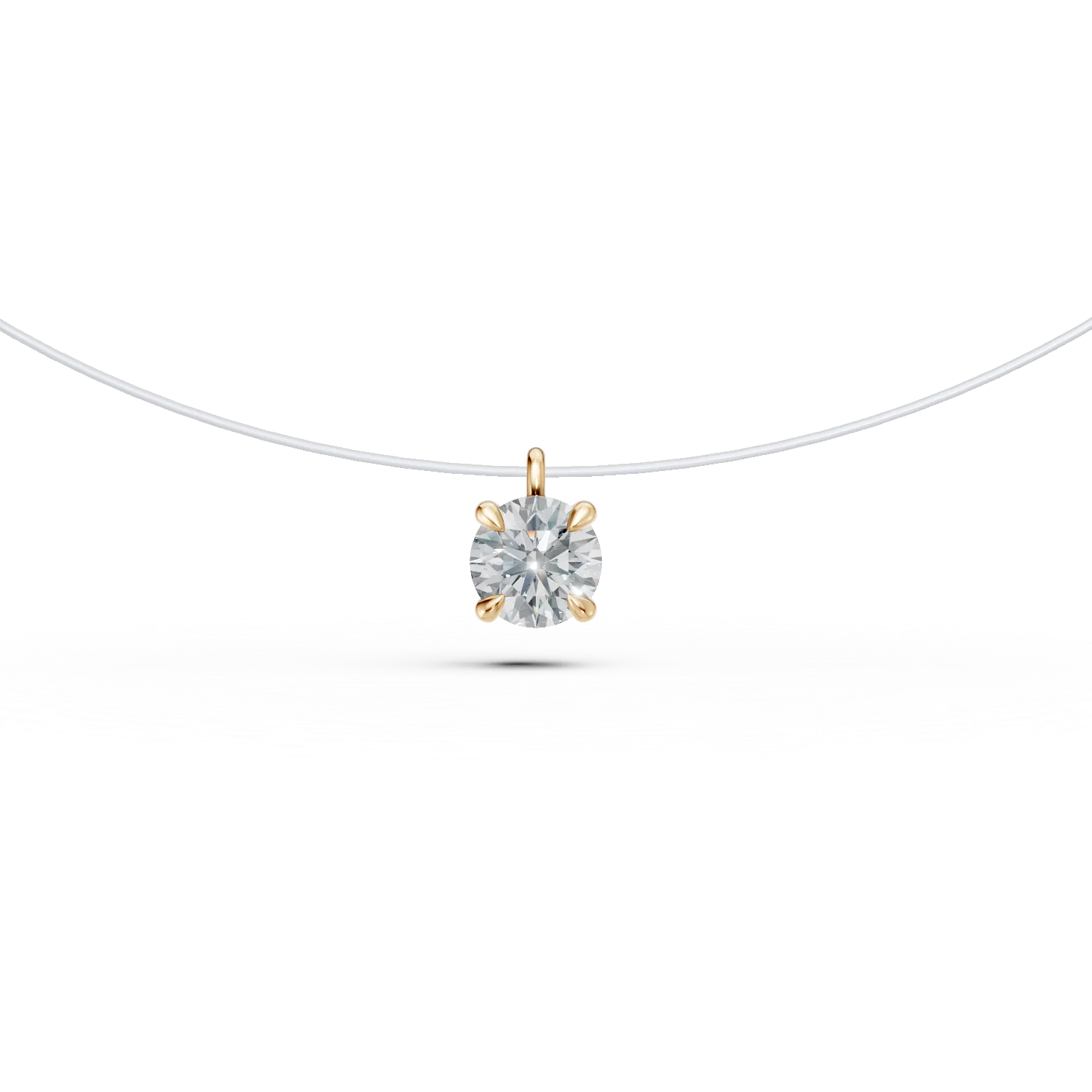 Clear wire chain with yellow gold and 0.2ct solitaire diamond pendant-194058