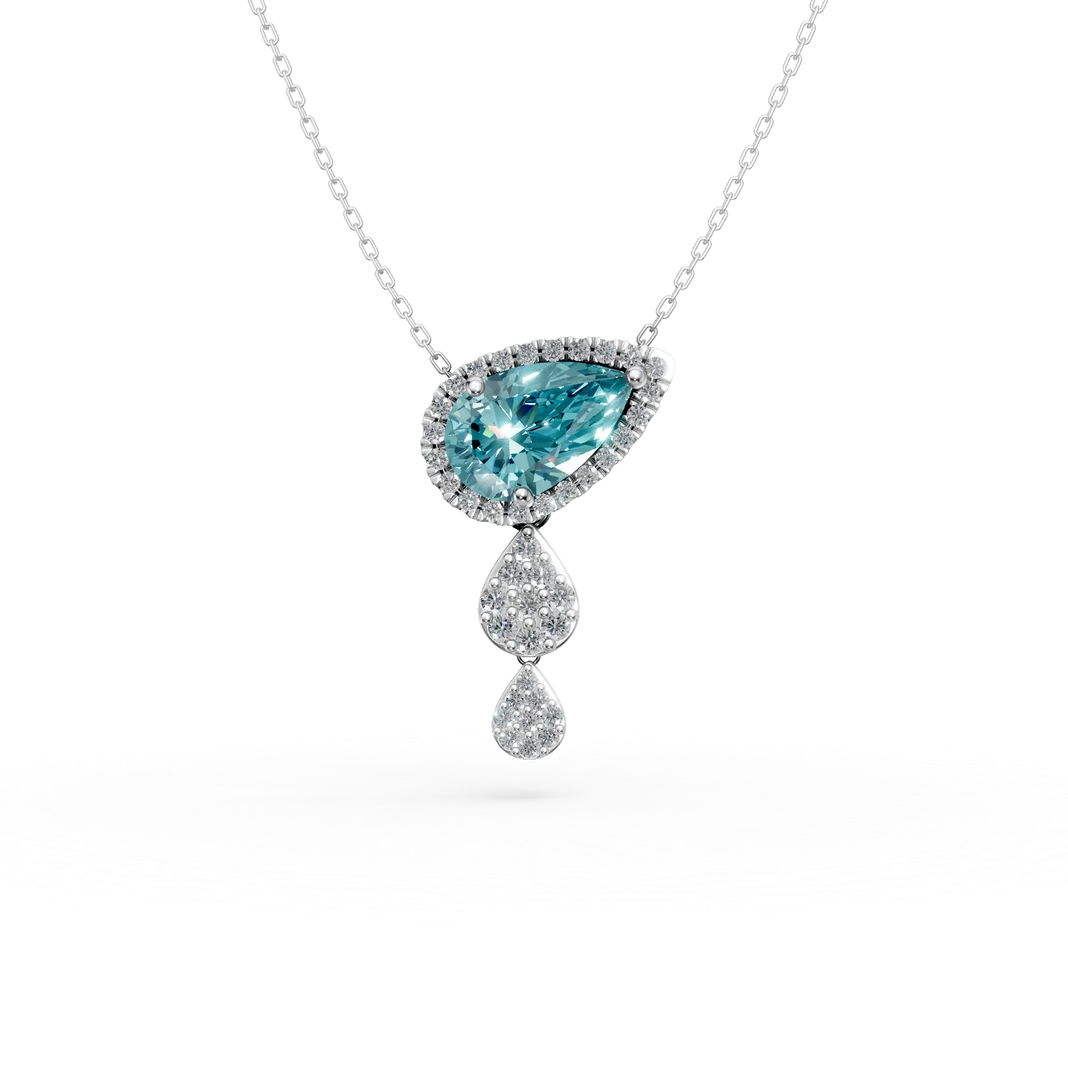 Naszyjnik z białego złota z wisiorkiem z topazem niebieskim 1.5ct i diamentami 0.3ct-194102