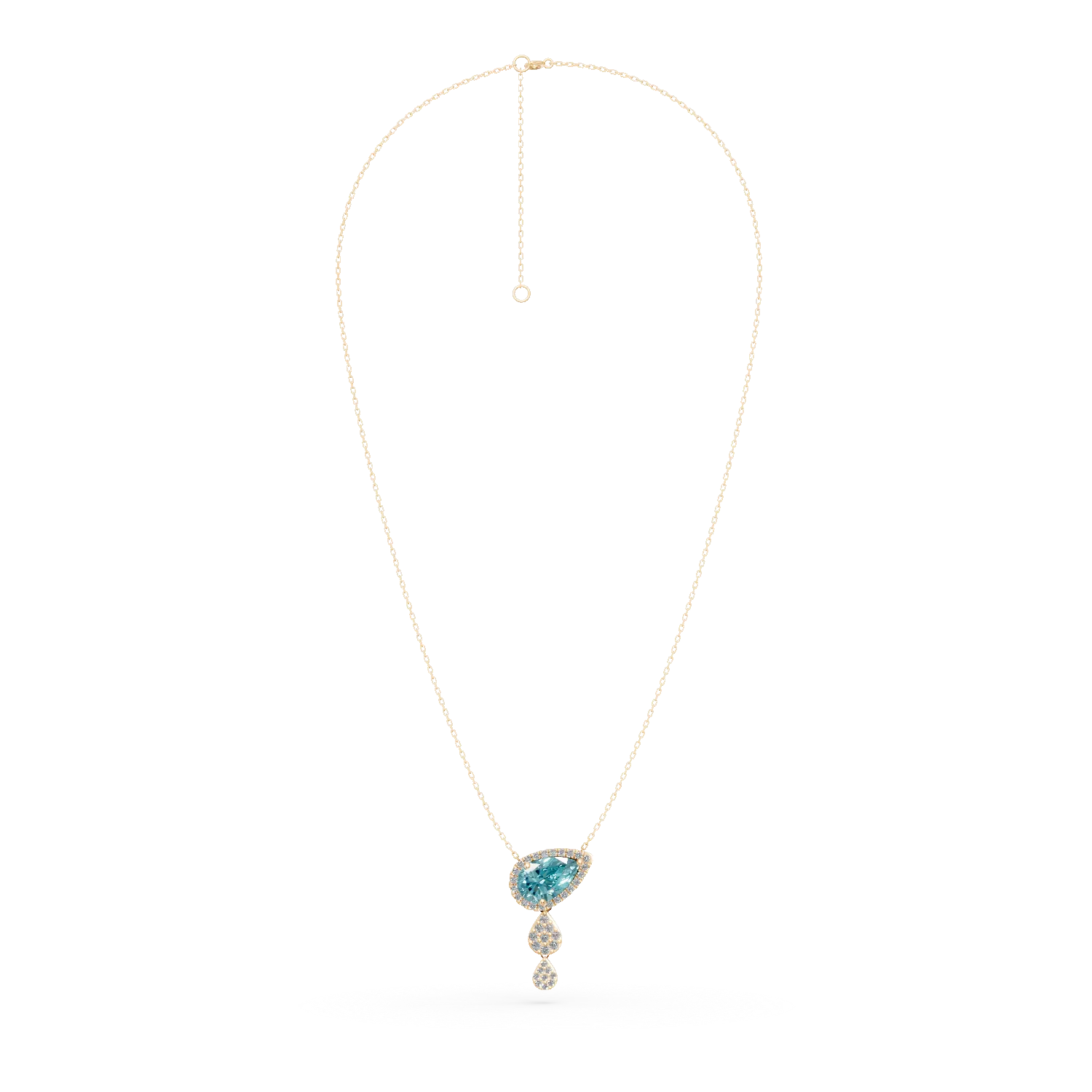 Sárga arany medálos nyaklánc 1.5ct kék topázzal és 0.3ct gyémánttal