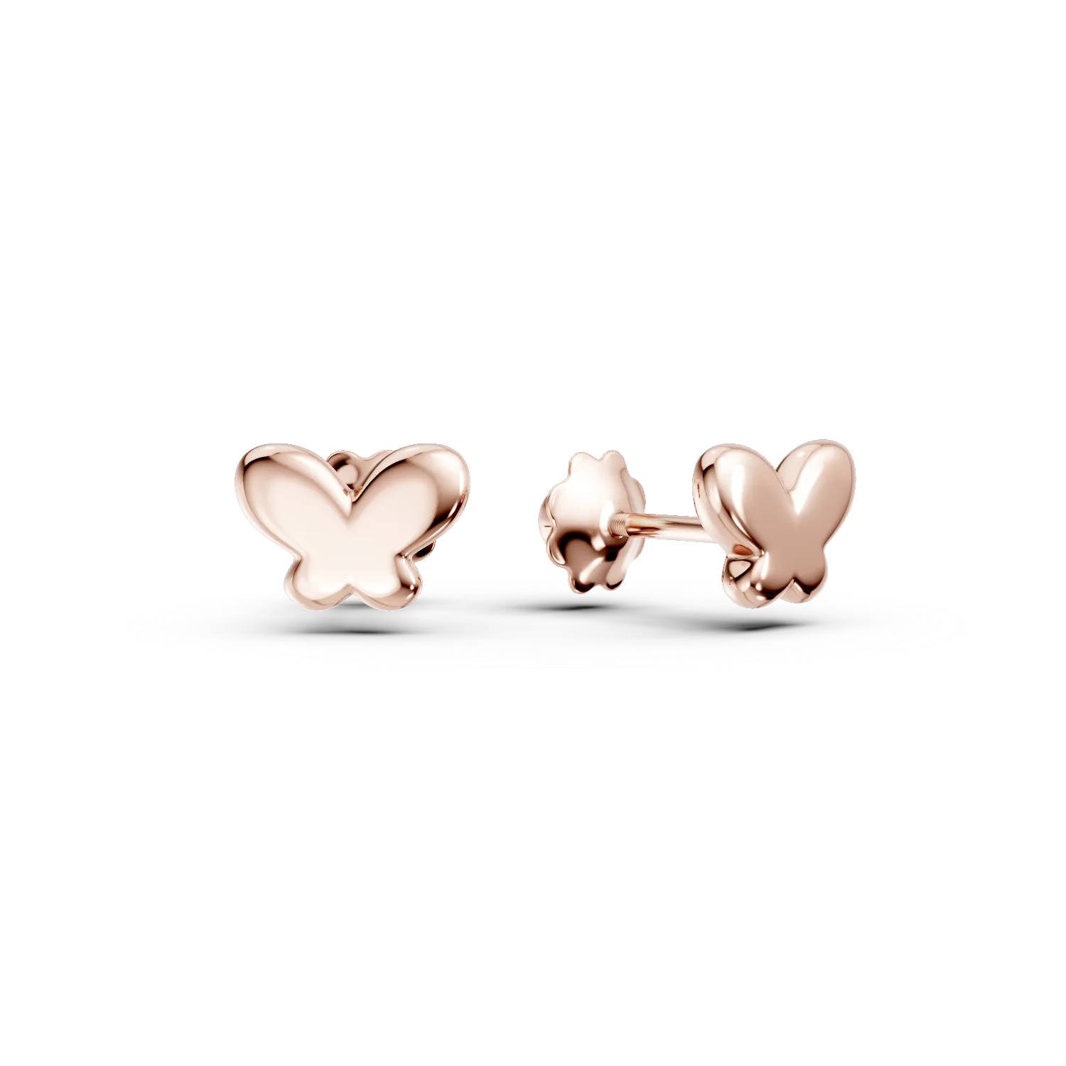 Rose gold butterfly earrings for children