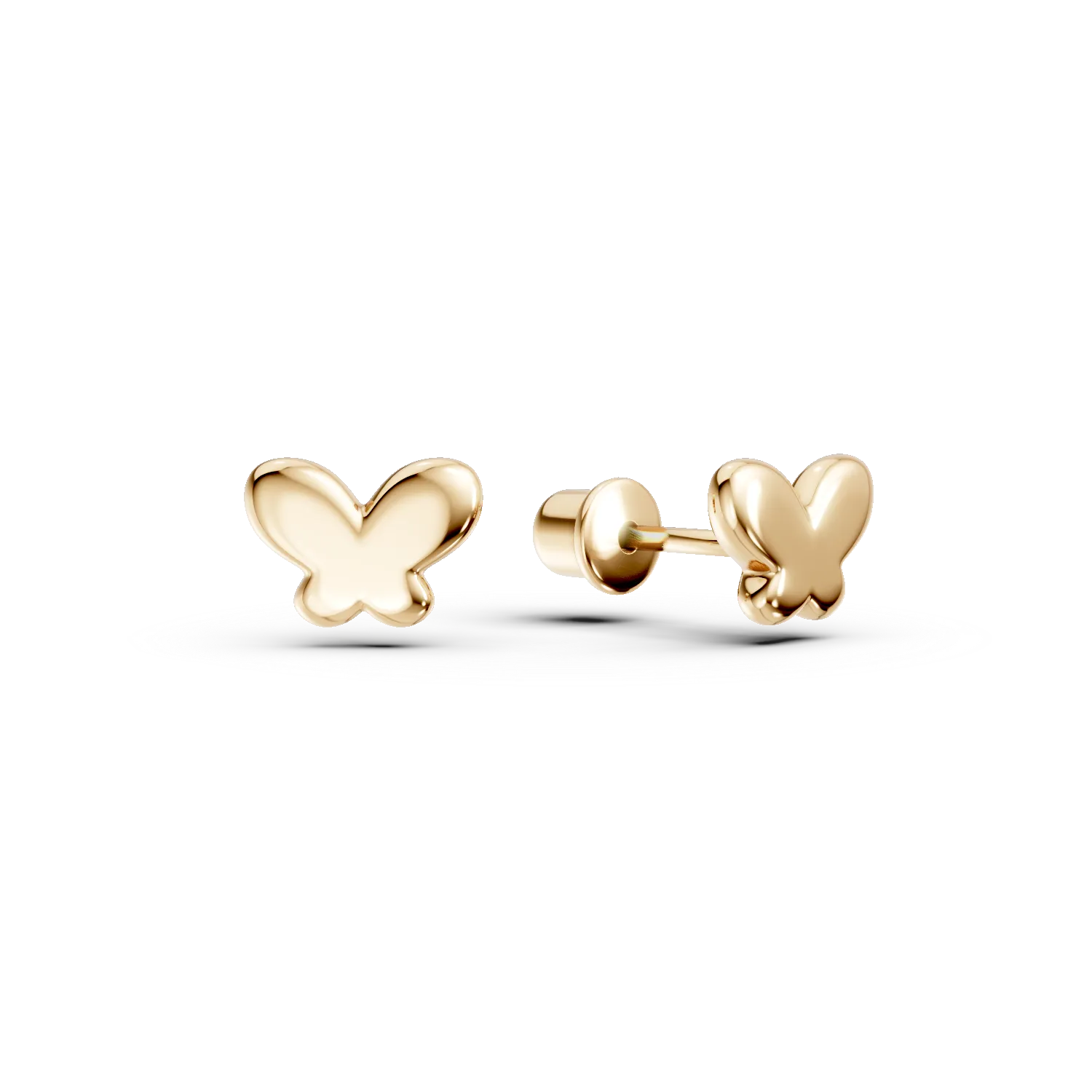 Yellow gold butterfly earrings for children