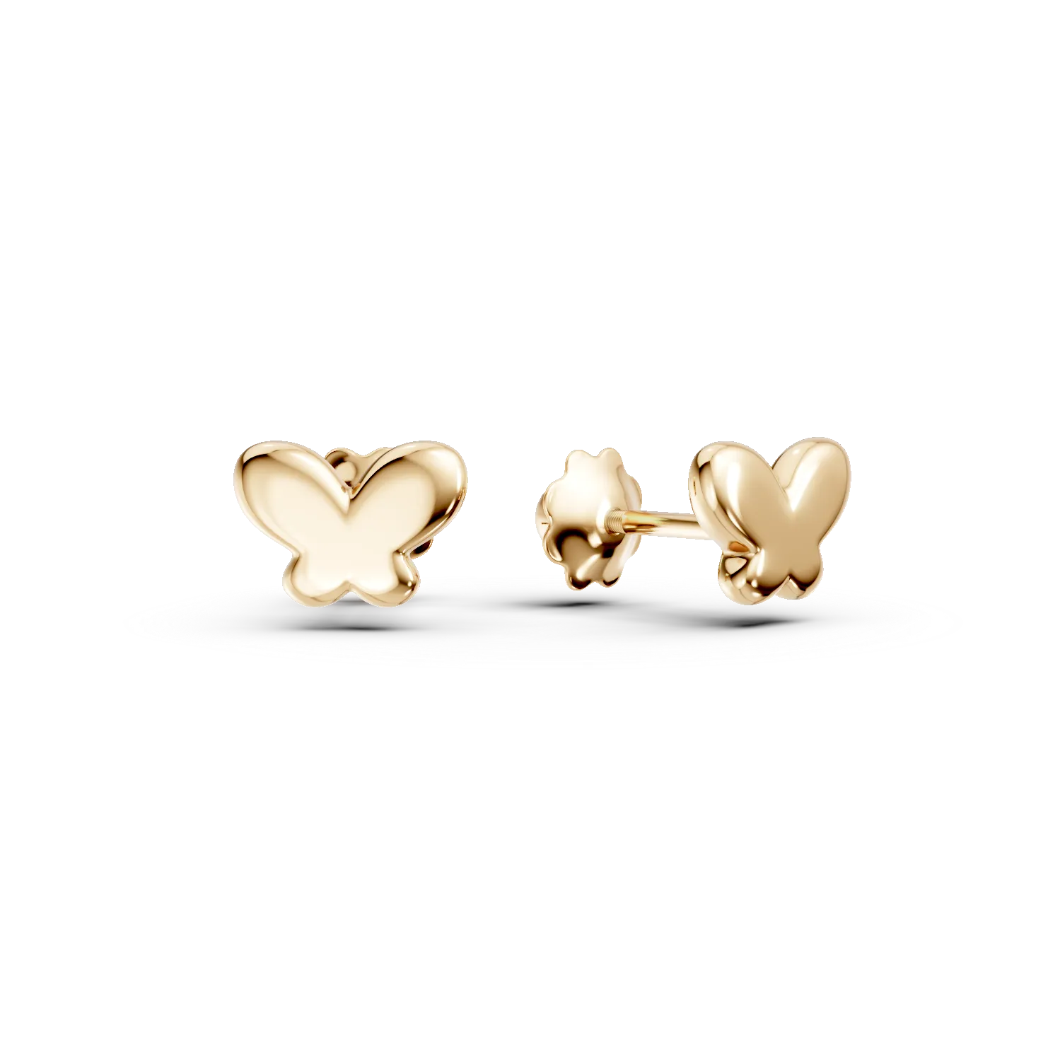 Yellow gold butterfly earrings for children