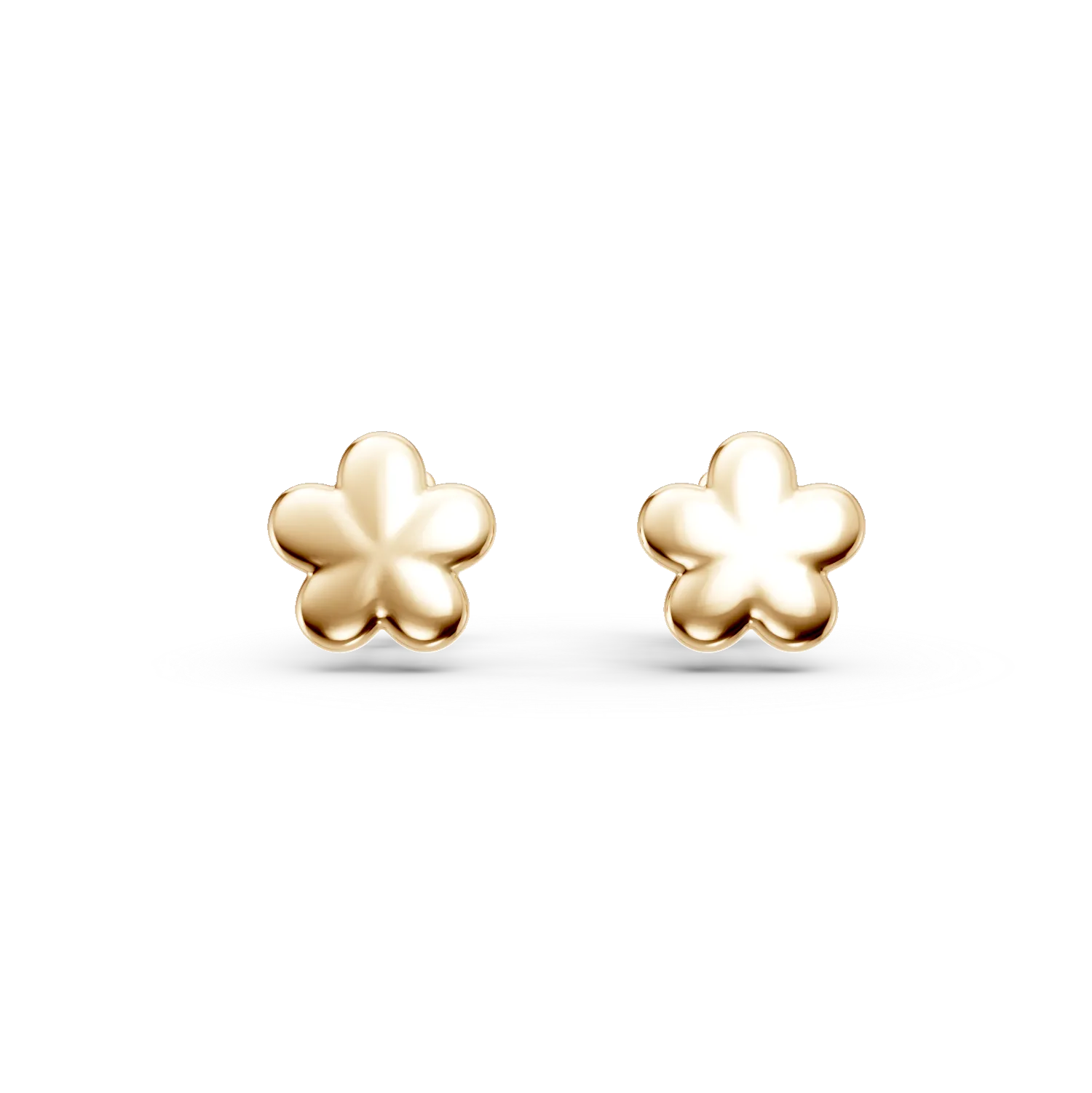 Yellow gold children's flower earrings-194157