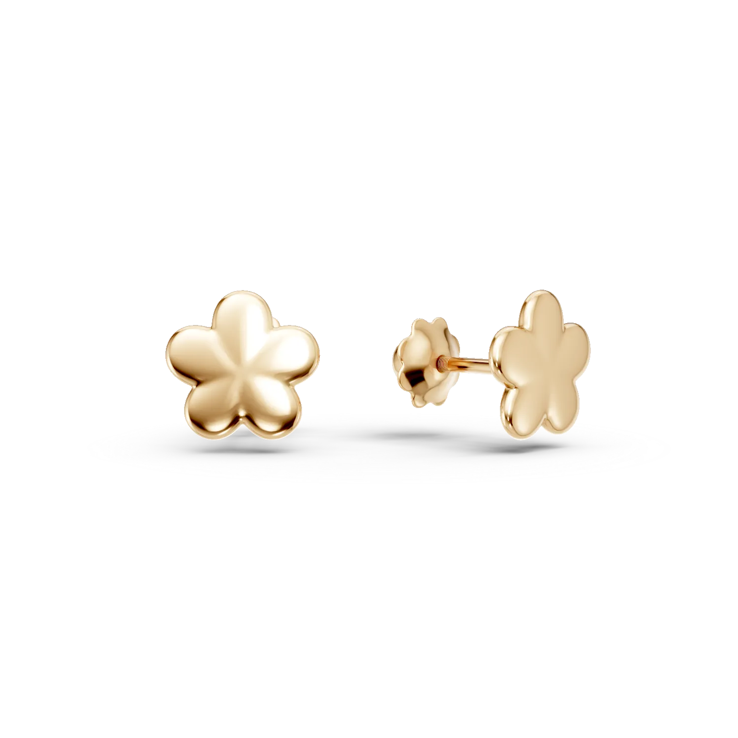 Yellow gold children's flower earrings