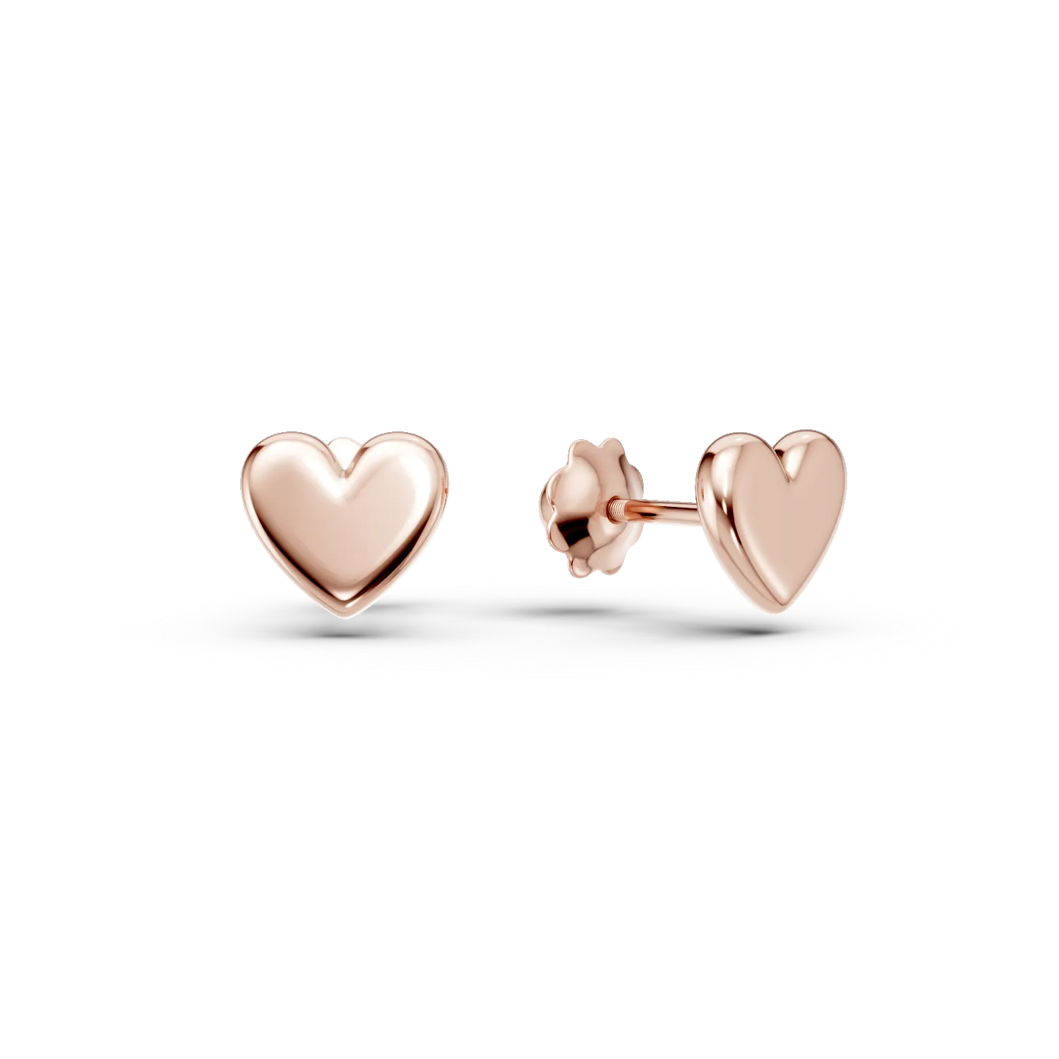Rose gold heart earrings for children