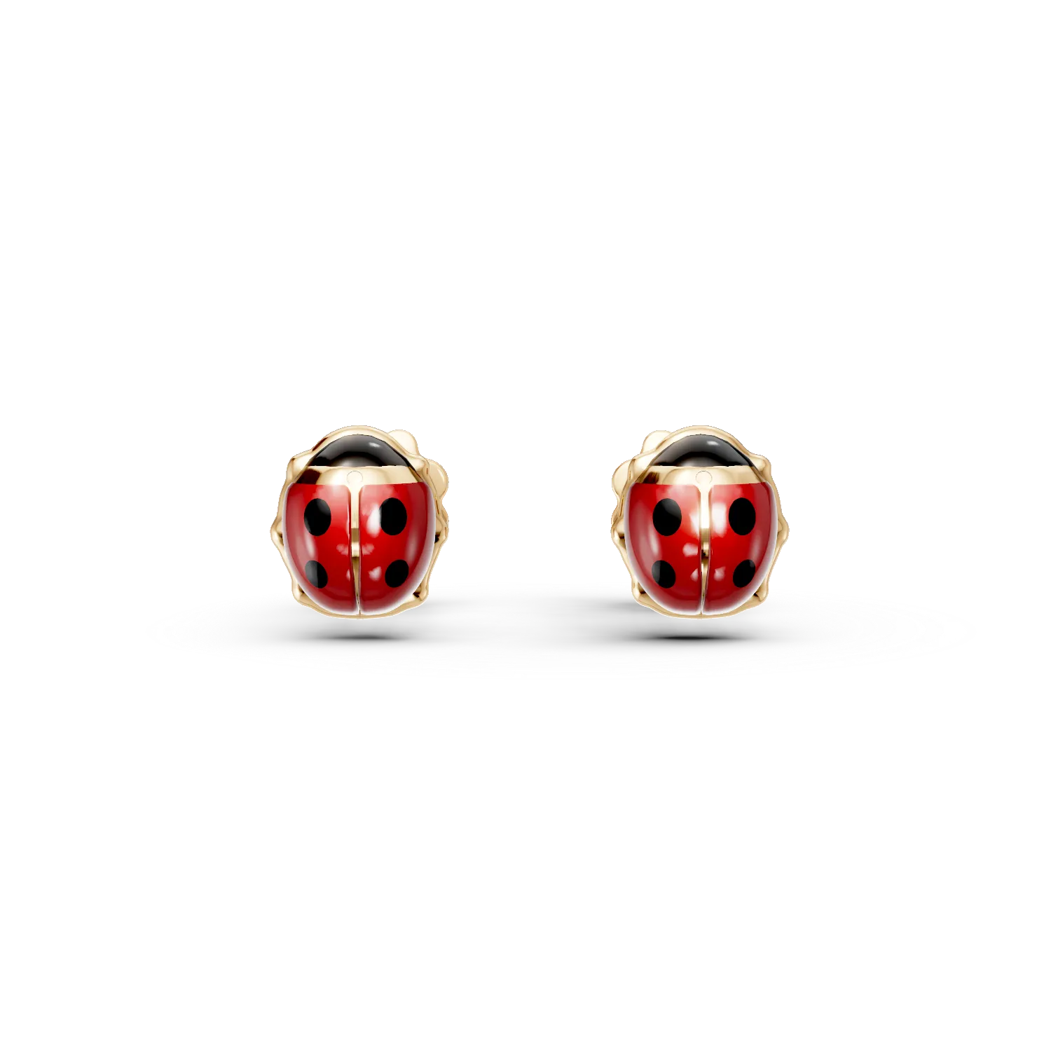 Yellow gold ladybug earrings