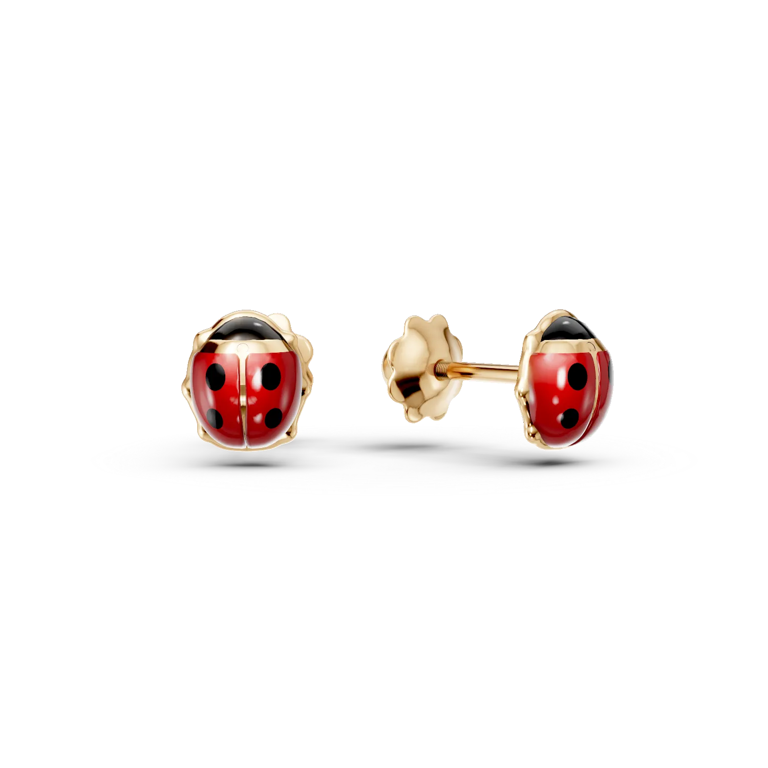 Yellow gold ladybug earrings