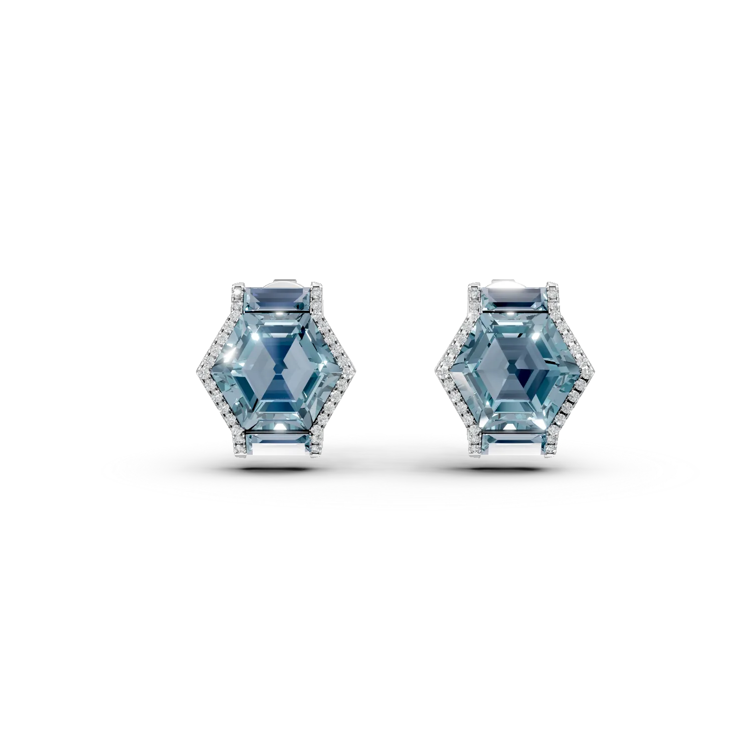 White gold stud earrings with 14.3ct topazes and 0.2ct diamonds-194257