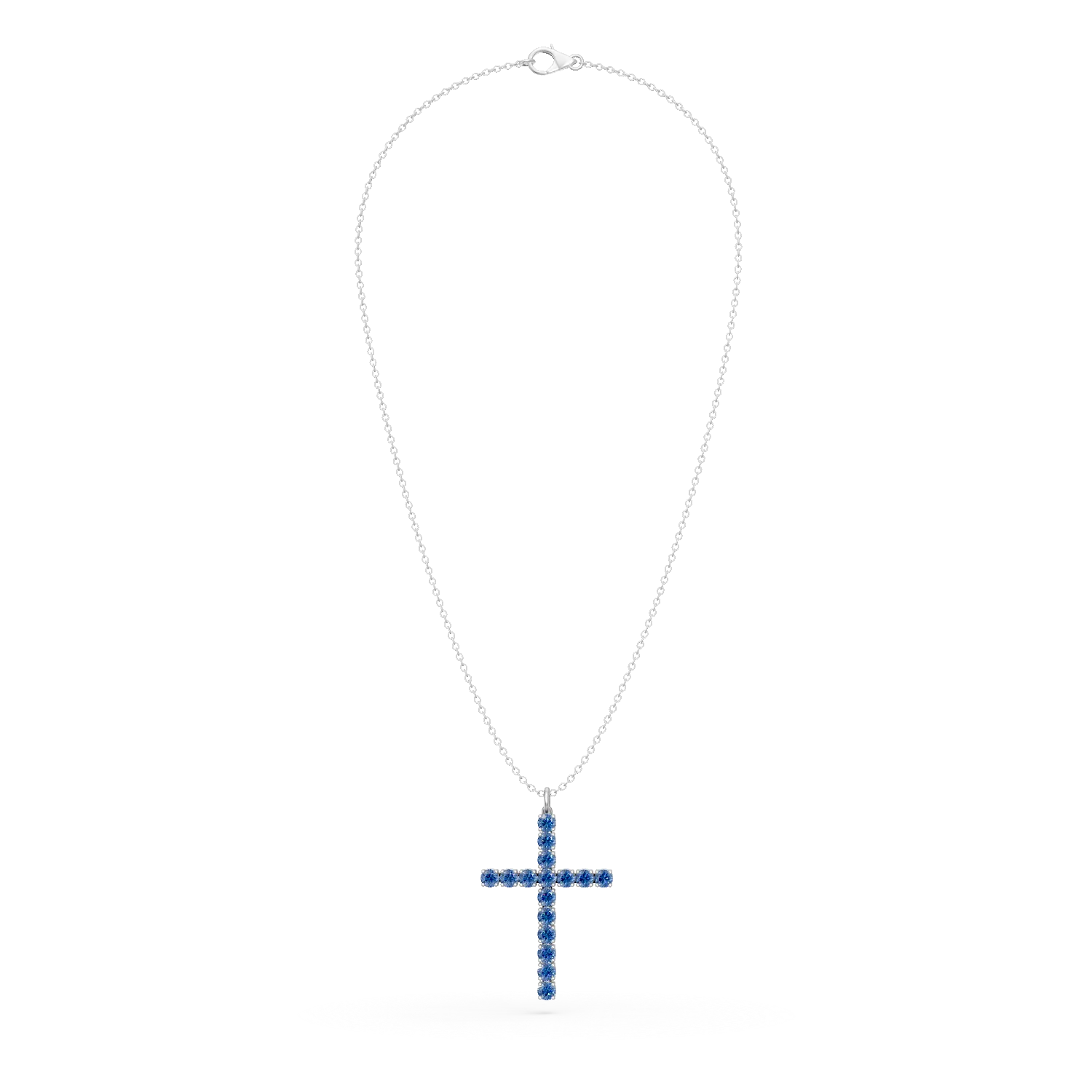 Fehérarany kereszt medálos nyaklánc 1.3ct zafírral