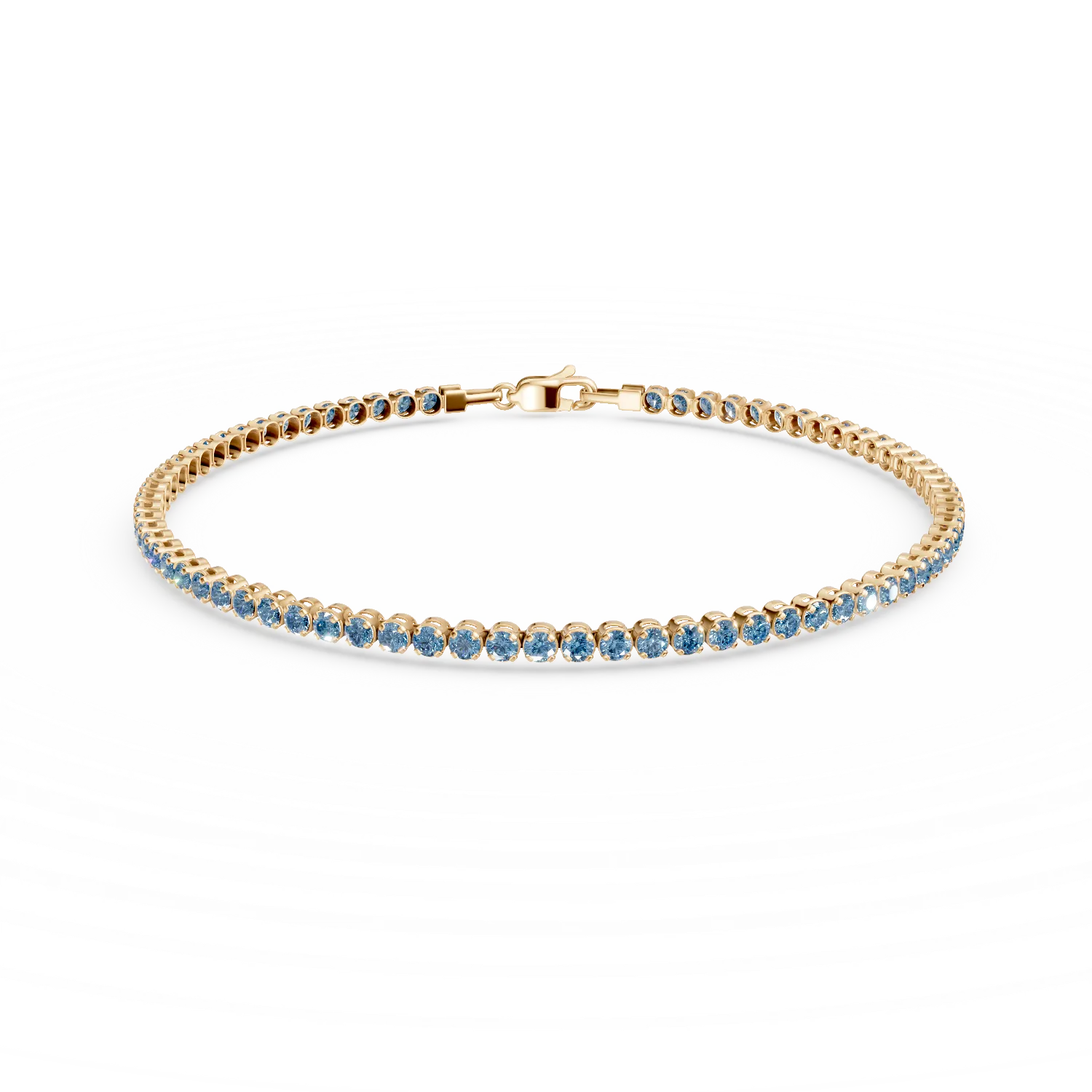 Yellow gold tennis bracelet with blue zirconia-194363