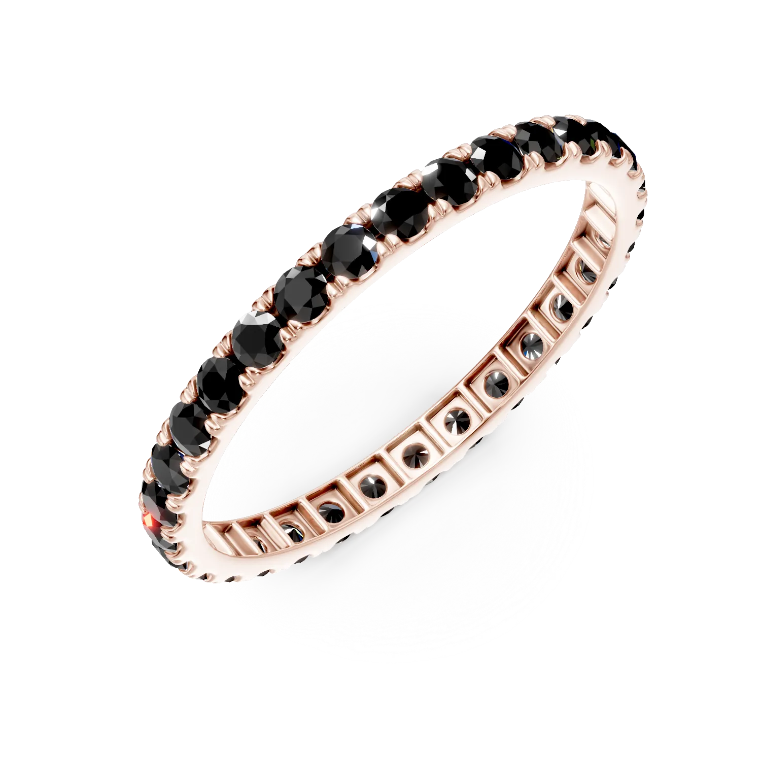 Inel eternity din aur roz cu diamante negre de 0.94ct
