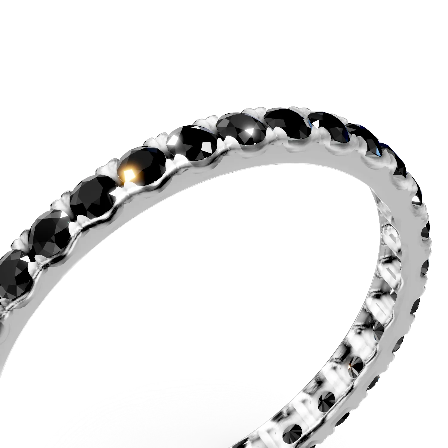 Inel eternity din aur alb cu diamante negre de 0.94ct