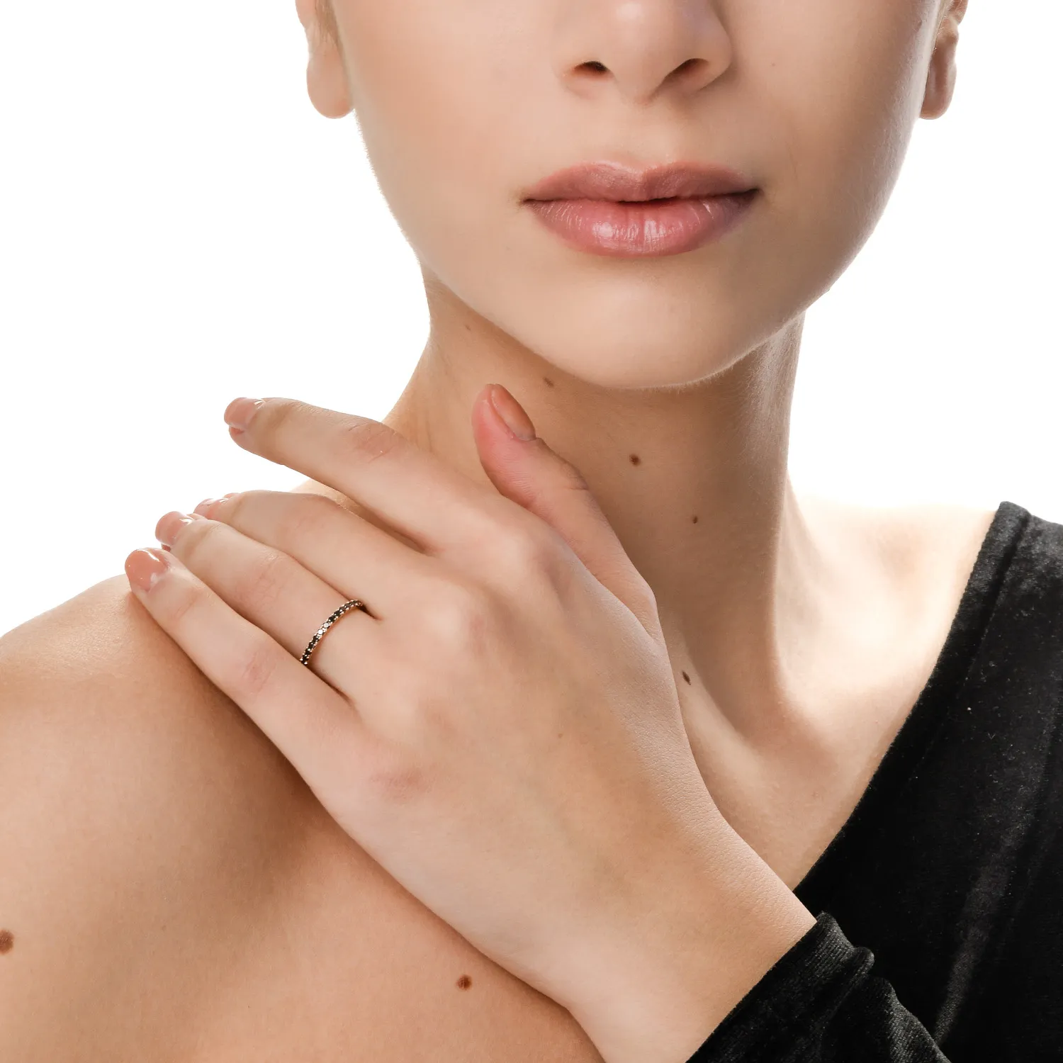 Rose gold half eternity ring with 0.48ct black diamonds