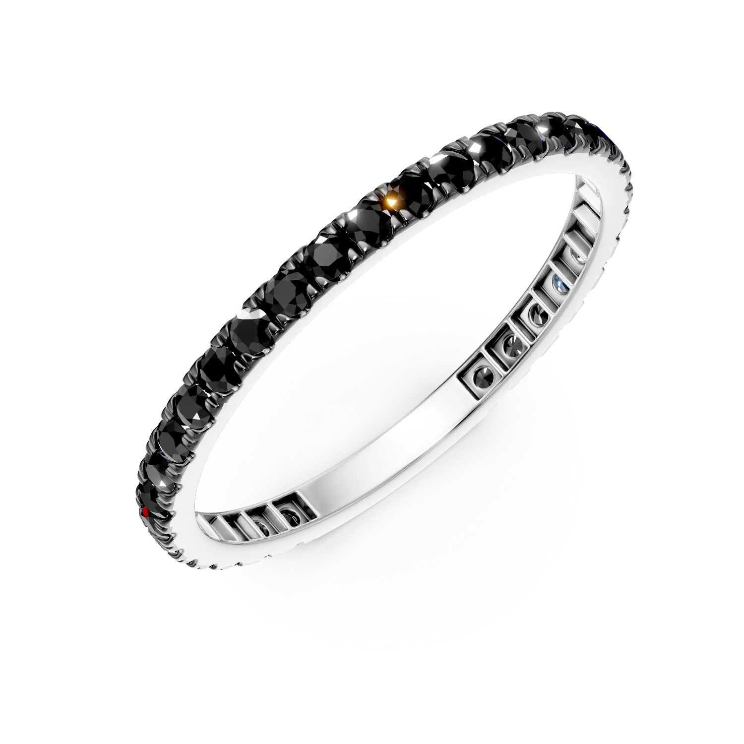 Inel semi eternity din aur alb cu diamante negre de 0.5ct