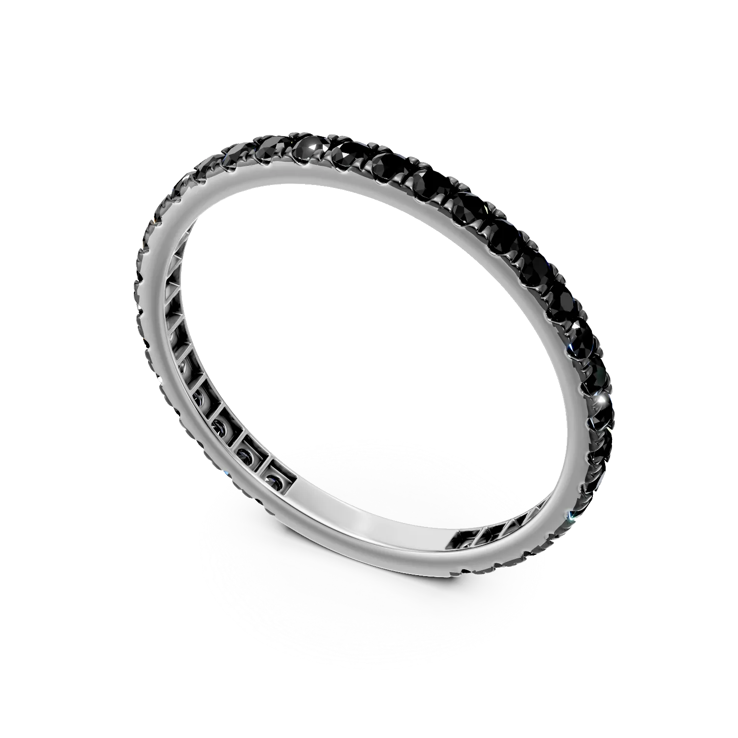 Полувечен пръстен от бяло злато с черни диаманти 0.5ст