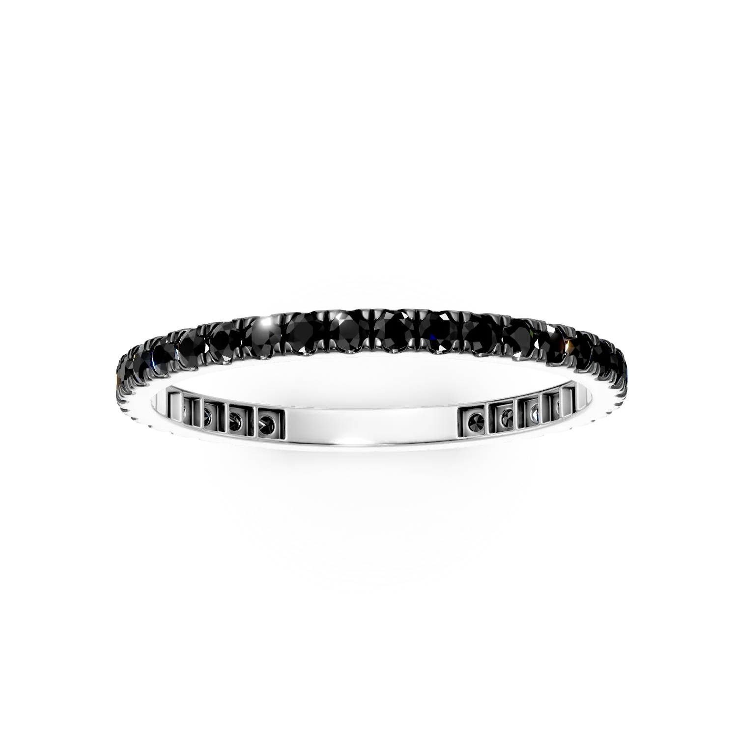 Полувечен пръстен от бяло злато с черни диаманти 0.5ст